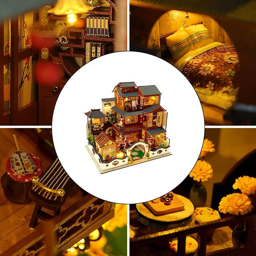 Amazon | 装飾が施された手作りのドールハウス組み立てキット