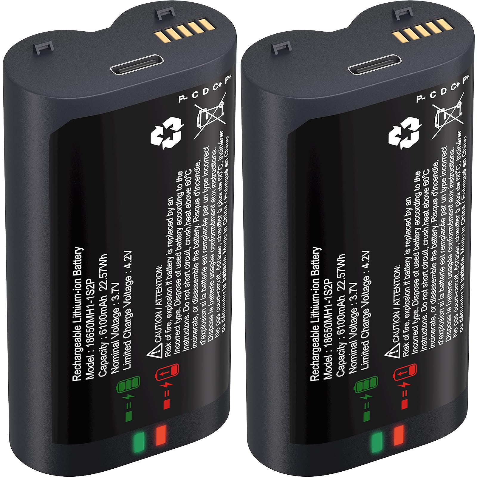 iTODOS 2 Pack Battery Replacement for myQ Smart Garage Video Keypad, 6100mAh Rechargeable Battery with Type-C Fast Charging Cable