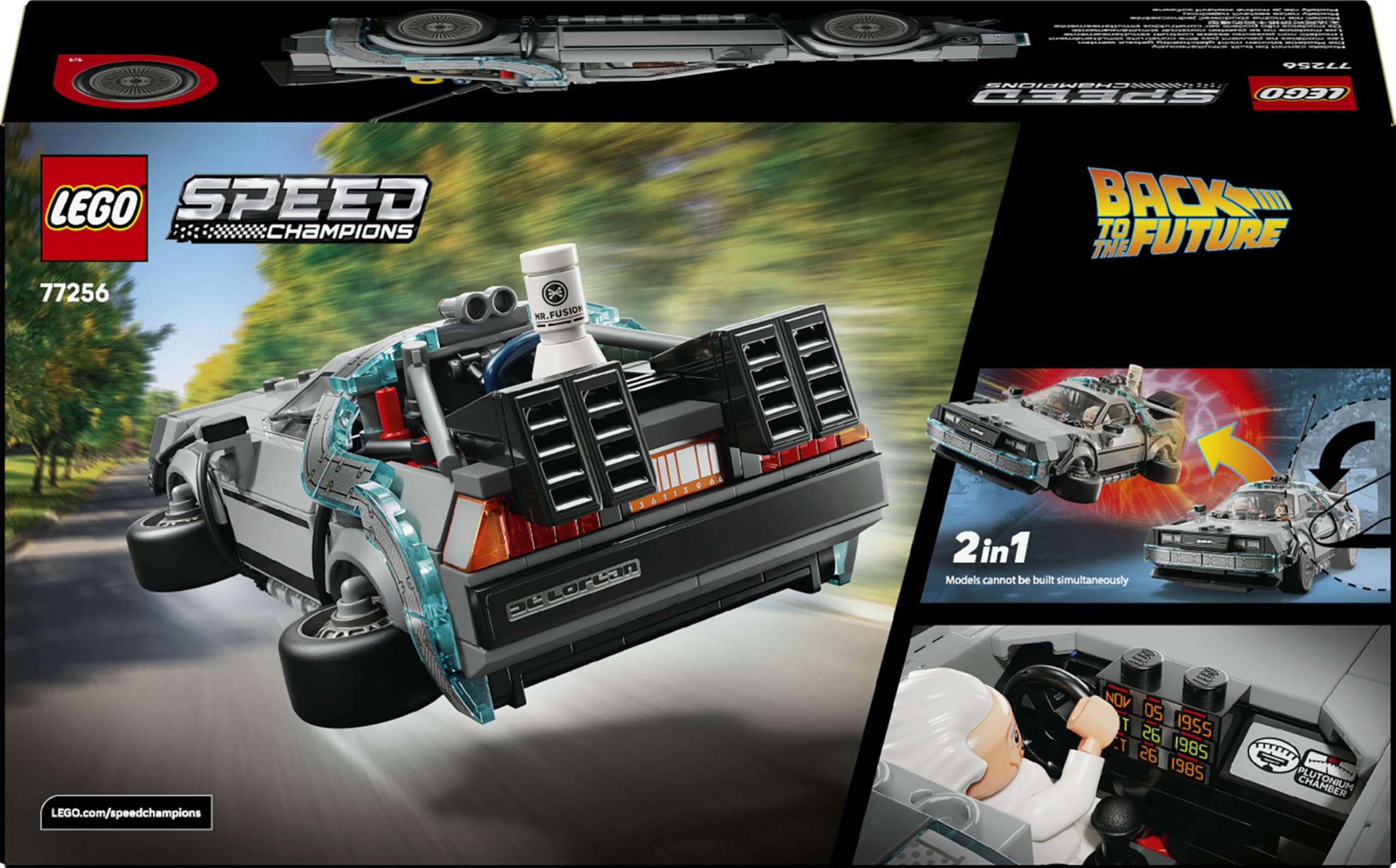 LEGO Speed Champions La Machine à Remonter Le Temps de Retour vers Le Futur - Jouet Voiture - Maquette avec Minifigurines de Doc Brown & Marty McFly - Cadeau pour Garçon, Fille & Fans dès 9 Ans 77256