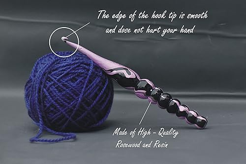 Miniatura 6 de Ganchos de ganchillo de madera para mano artrítica, mango ergonómico, agarre suave, tamaños grabados, juego de ganchos de ganchillo para hilo de