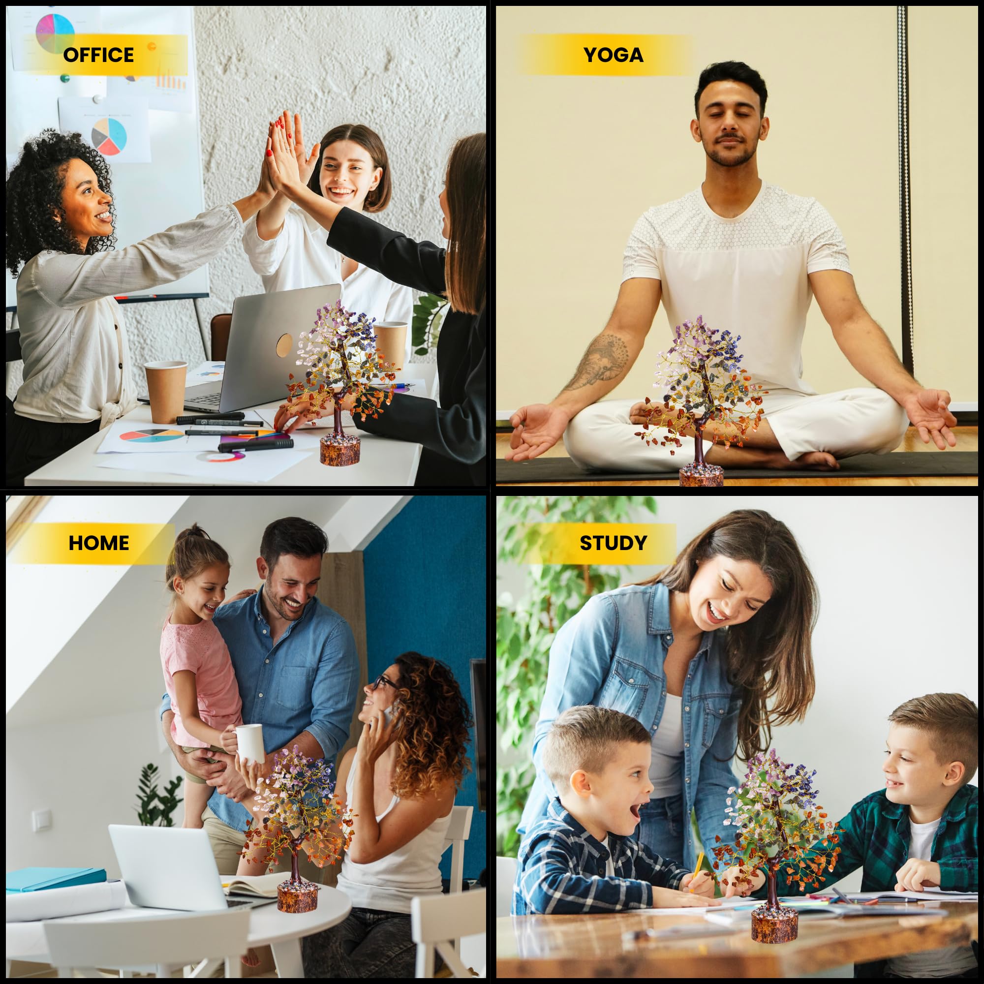 7 Chakra Crystal Tree for Positive Energy | Spiritual Gifts | Feng Shui Items for Good Luck | Healing Crystals | Gifts for House Warming & Shop Opening | Office Desk Luck Charm image 4