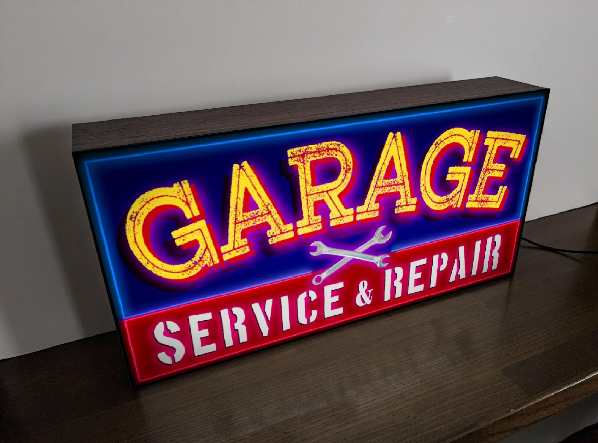 Lサイズ】ガレージ カーショップ 車 看板 置物 アメリカン雑貨 ライトBOX