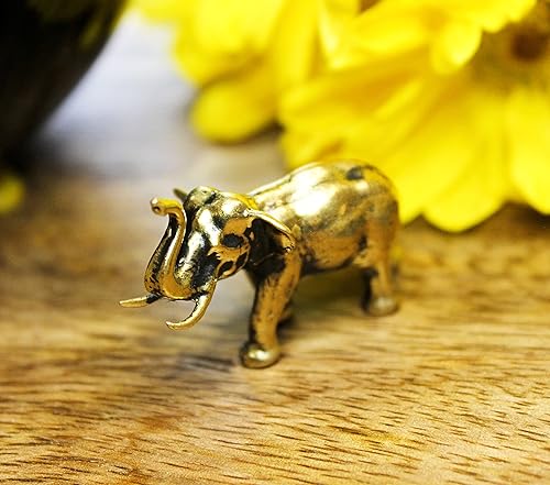 Miniatura 5 de Estatuilla de elefante de latón Feng Shui Lucky Miniature Art Hecho a mano