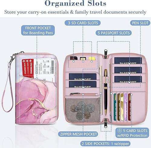 Miniatura 2 de Fintie Cartera para pasaporte familiar, con bloqueo RFID, organizador de documentos de viaje, bolsa de mano para tarjetas de crédito para mujeres