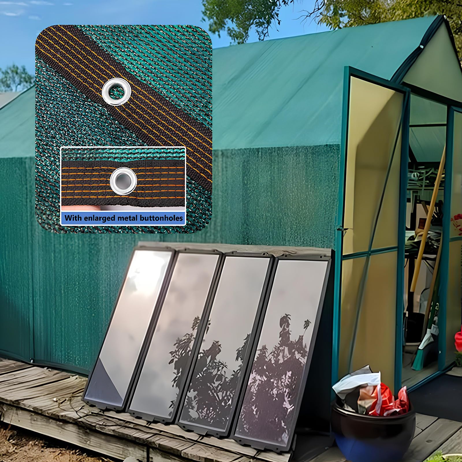GardenOdporna na promieniowanie UV plandeka siatkowa na zewnątrz, na patio, oddychająca osłona z przelotkami, idealna do hodowli roślin, kurczaków i psów, 6 x 10 m