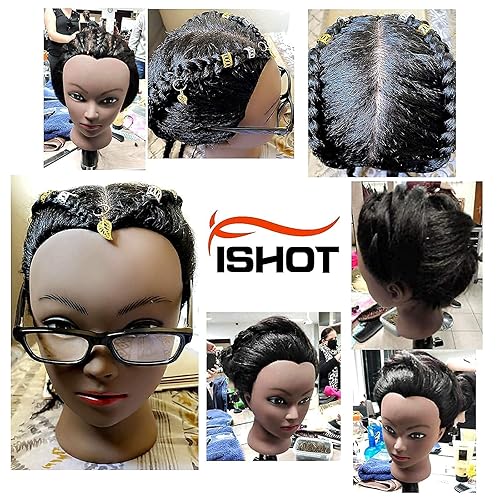 Vista 7 de ISHOT - Cabeza de maniquí con trípode para cabello y soporte, soporte de peluca con cabeza de práctica para entrenamiento de peluquería