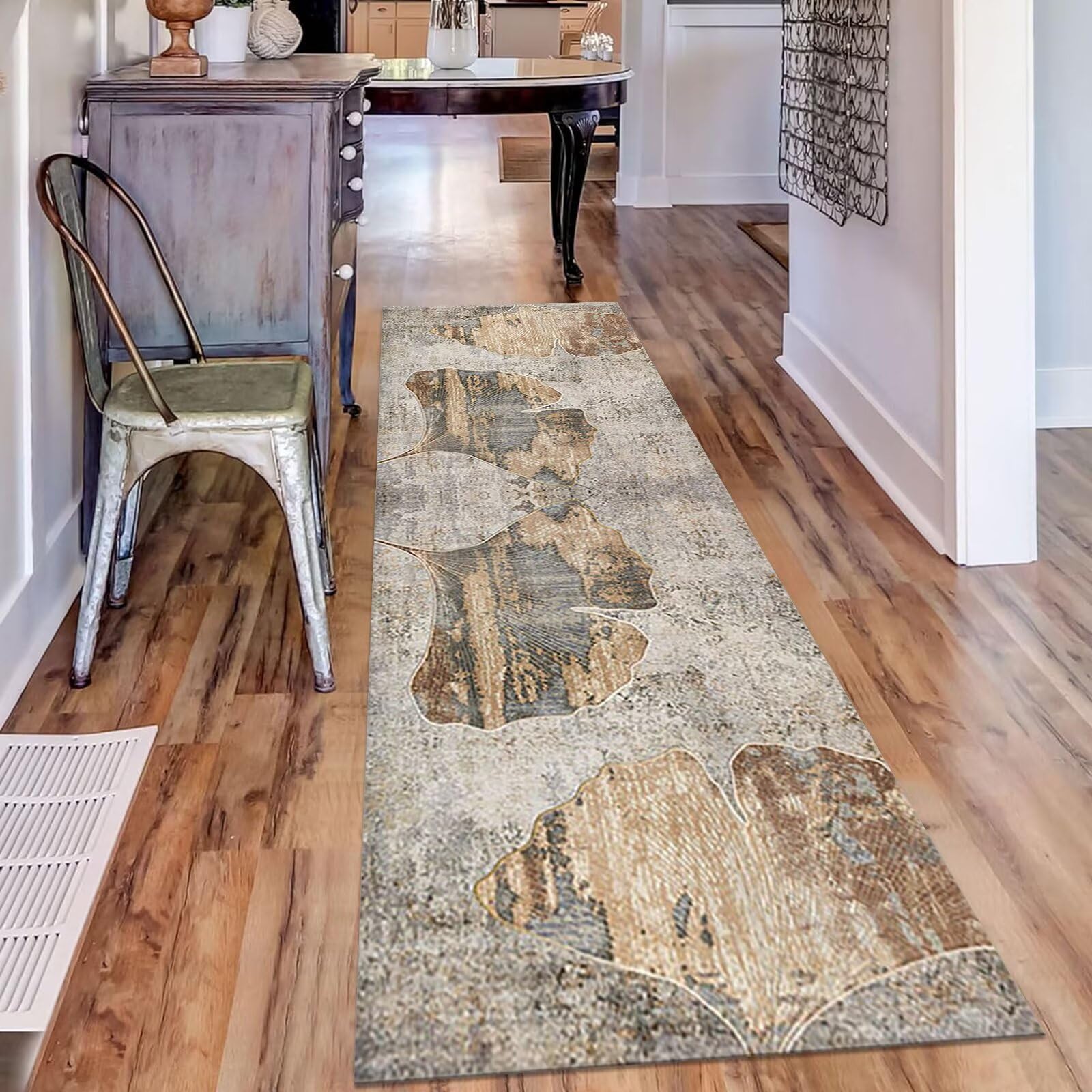 ZESEWU Tapis de Passage Tapis Cuisine Devant Evier Lavable Antiderapant 40X300CM TapisCouloir Paillasson Interieur Gris Marron Tapisd'Entrée Moquette Polyester pour Salon Chambre d'enfant Buanderie
