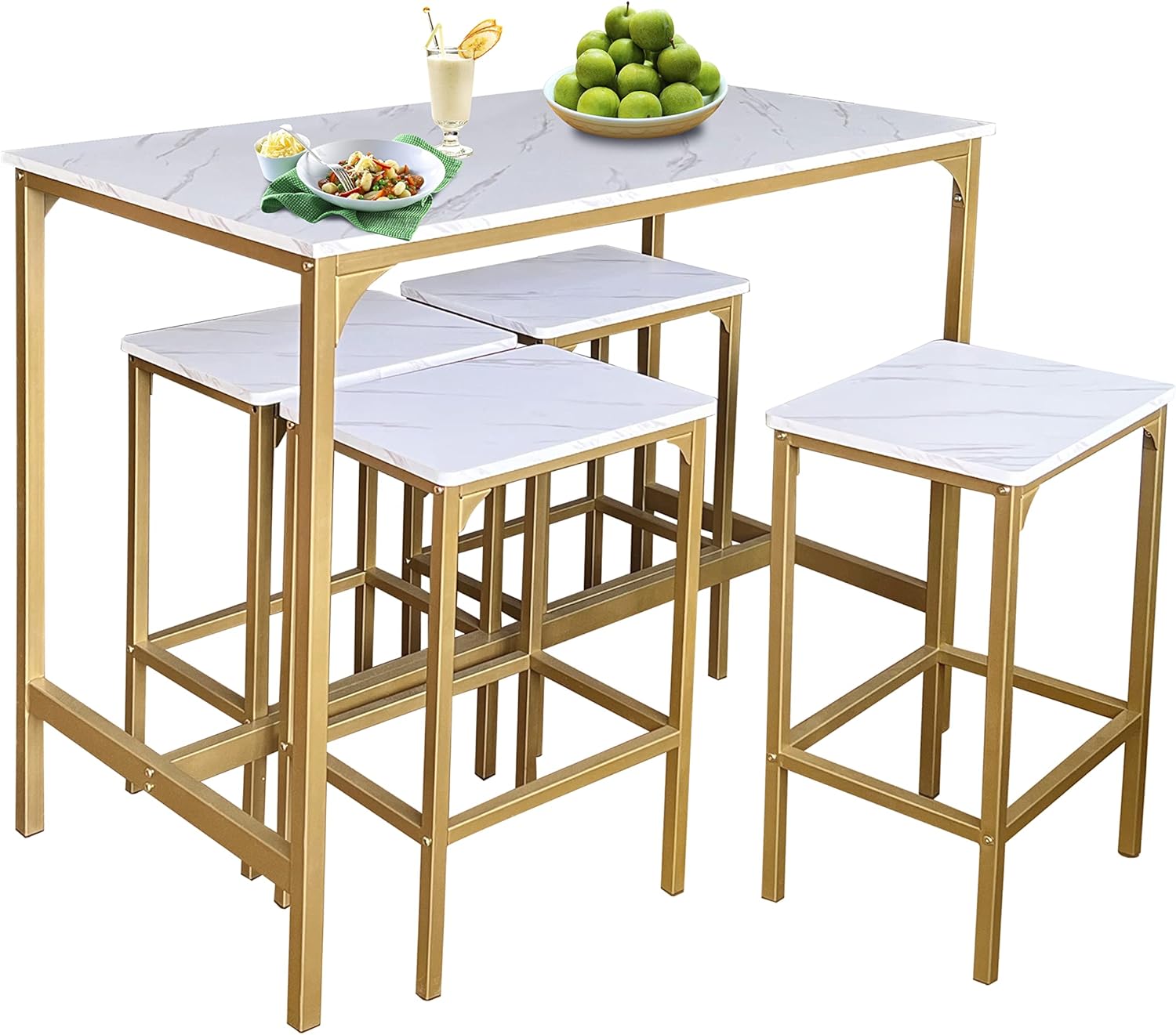 ATVALY 5Piece Bar Table Set with 4 Stools,Dining Room