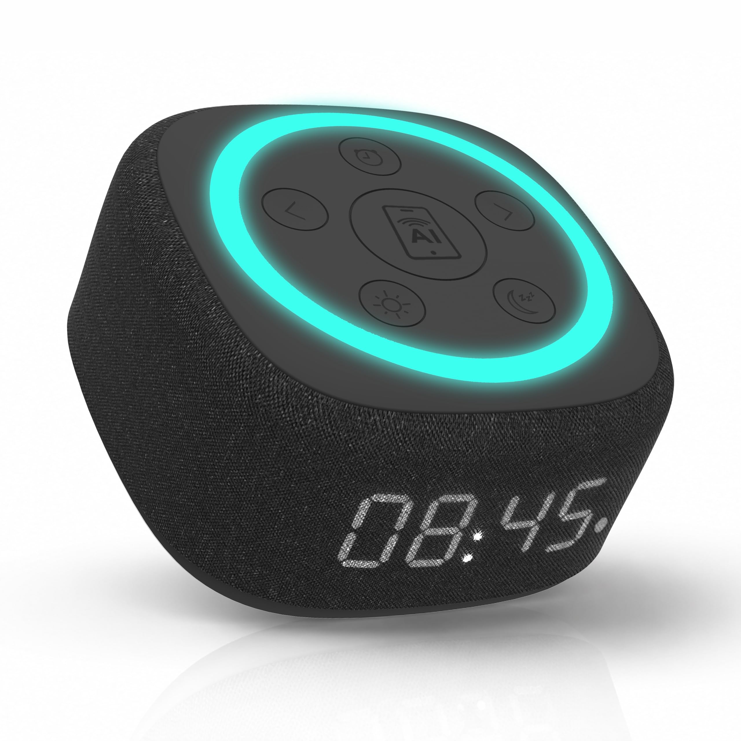 Gemini Home Speaker with AI Voice Assistant Access & Built-in Mic, Bluetooth White Noise Machine for Bedroom, 16 Sleep Sounds, 8 RGB Night Light Modes, LED Clock Display (BRS-180)