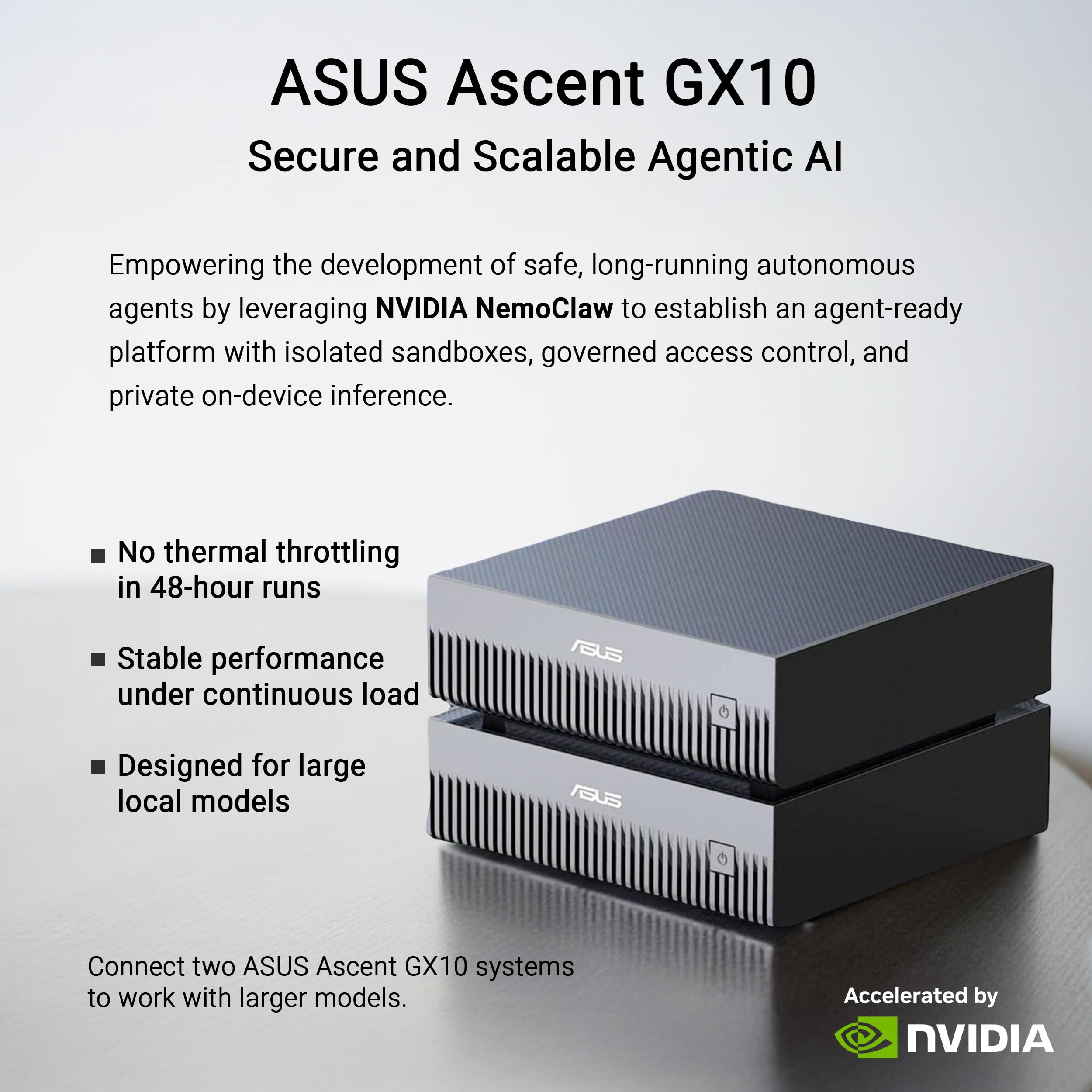 ASUS GX10, Computer AI Desktop, Superchip NVIDIA GB10 e NVIDIA DGX, 128GB LPDDR5x, 1TB di Memoria Installata, Agentic AI Sacalabile, Versione Tall, Grigio