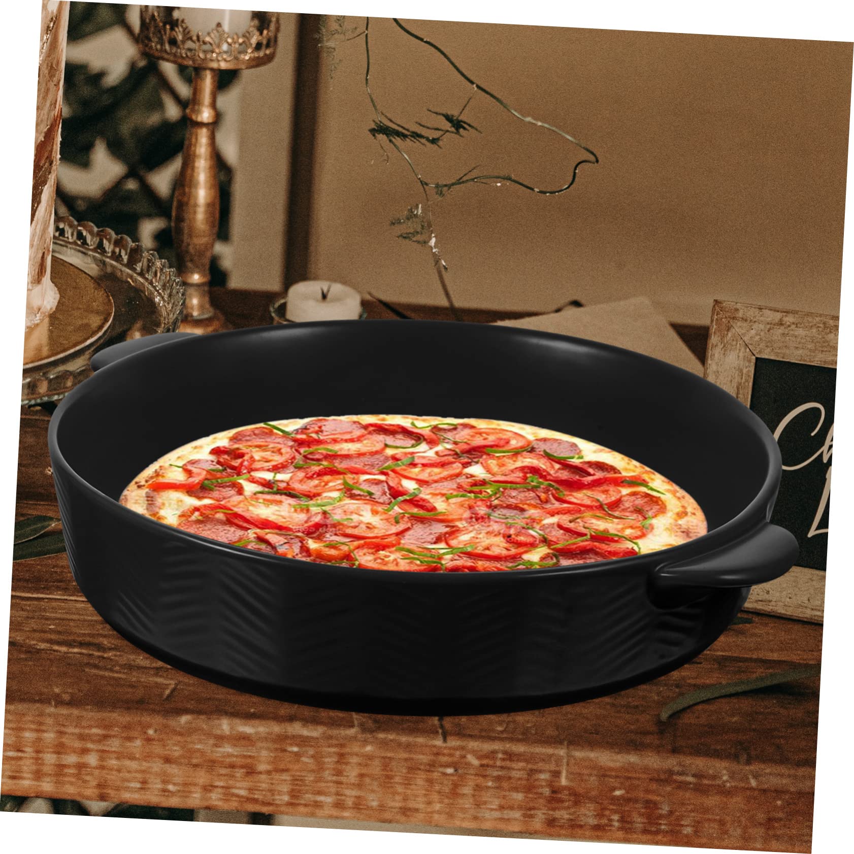 SHOWERORO Podwójna Rączka Ceramiczna Forma Do Pieczenia Okrągłe Naczynie Kuchenne Do Lasagne i Ciast Odporne Wysoką Temperaturę Ładny Design Do Użytku Domowego