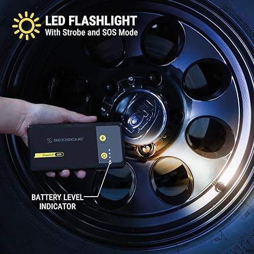 Miniatura 4 de Scosche PBJ600 Arrancador de batería portátil para automóvil, caja de salto de 12 V, refuerzo de batería de 600 A, kit de cables de arranque para