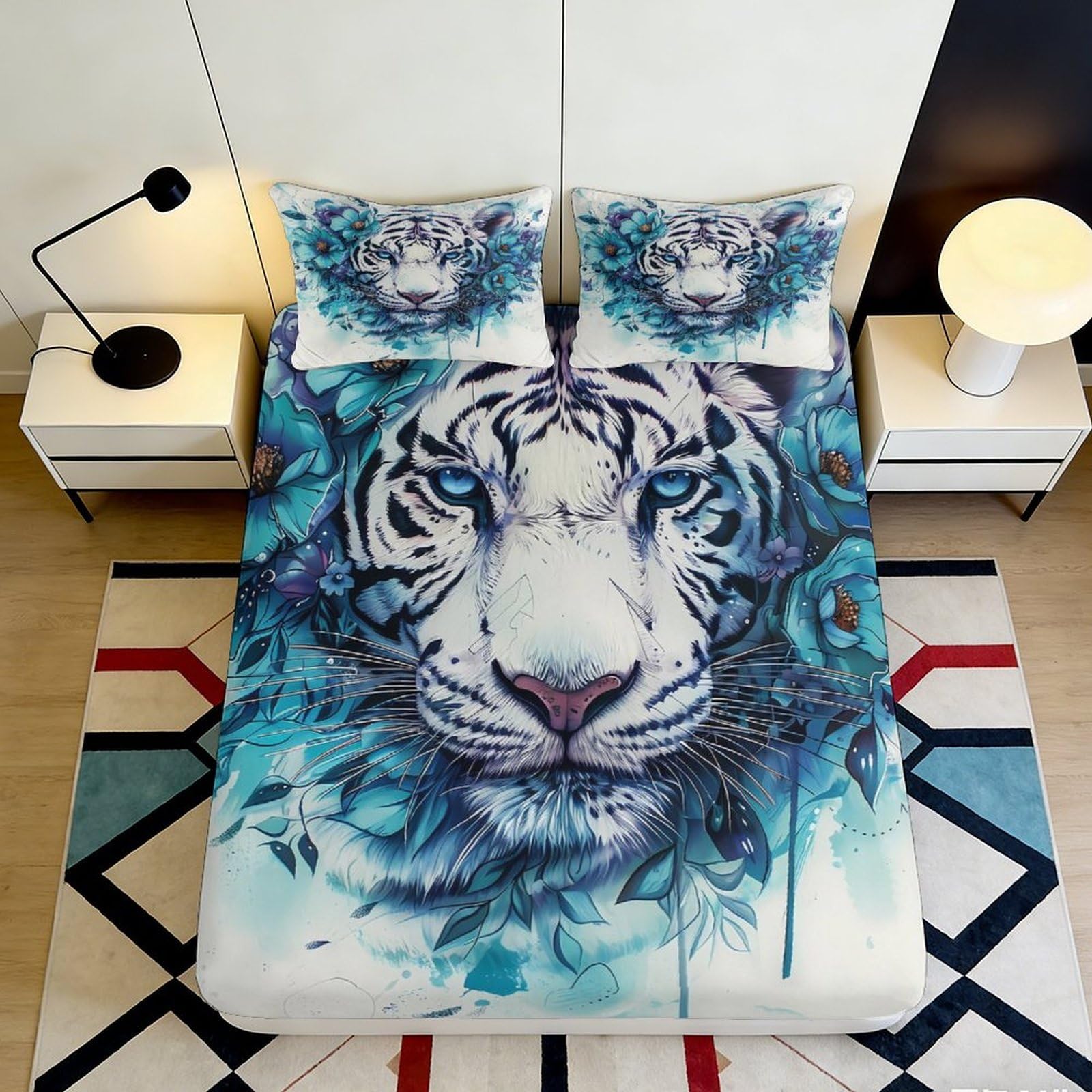 3D Printed Owl Pattern Fitted Sheet Microfiber Deep Pocket Bedroom Bedding Elastic Owl Mattress Fitted Cover 90x200x25cm