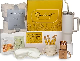 Gift Basket for Women - Luxury Self Care Basket for Women | Cozy Blanket, 40oz Tumbler, Candle, Bath Salts - Unique Birthday Box for Her - Get Well Soon Care Package