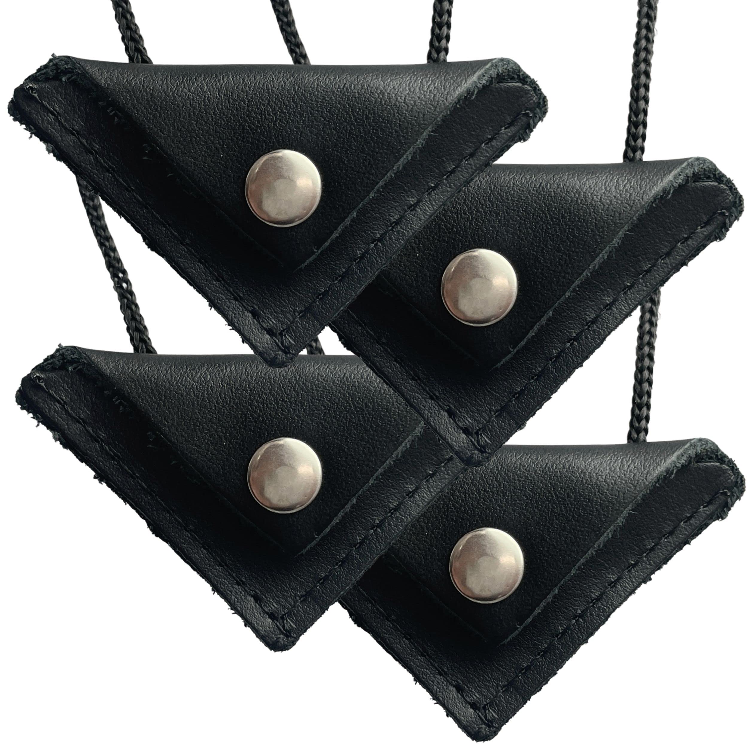 4er Set Cevsen Leder Halskette Mit Knopf, Muska Kette, Kolye Anhänger, Allah Kette für Muslim Herren und Frauen, Prayer Chain Islam - Ideal als Geschenk in Schwarz