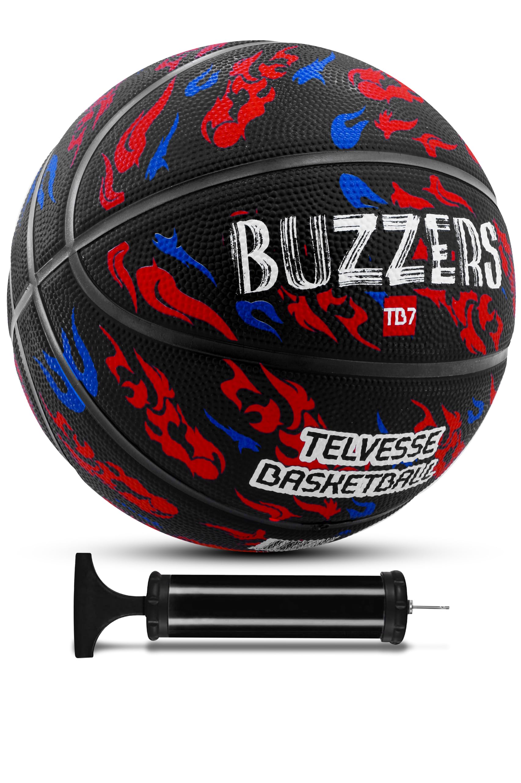 Telvesse Basketbol Topu 7 Numara Grafiti Desenli Kauçuk Dayanıklı TB-500 Deep Channel Kabartma Buzzers Pompa Hediyeli