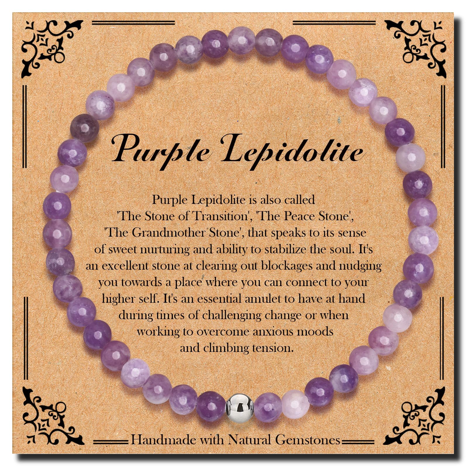 BONNY BOXX Natural Stretch Bracelet for Unisex, Handmade Elastic Healing Crystal Gemstone Bracelet Yoga Stress Relief Gift for Men Women