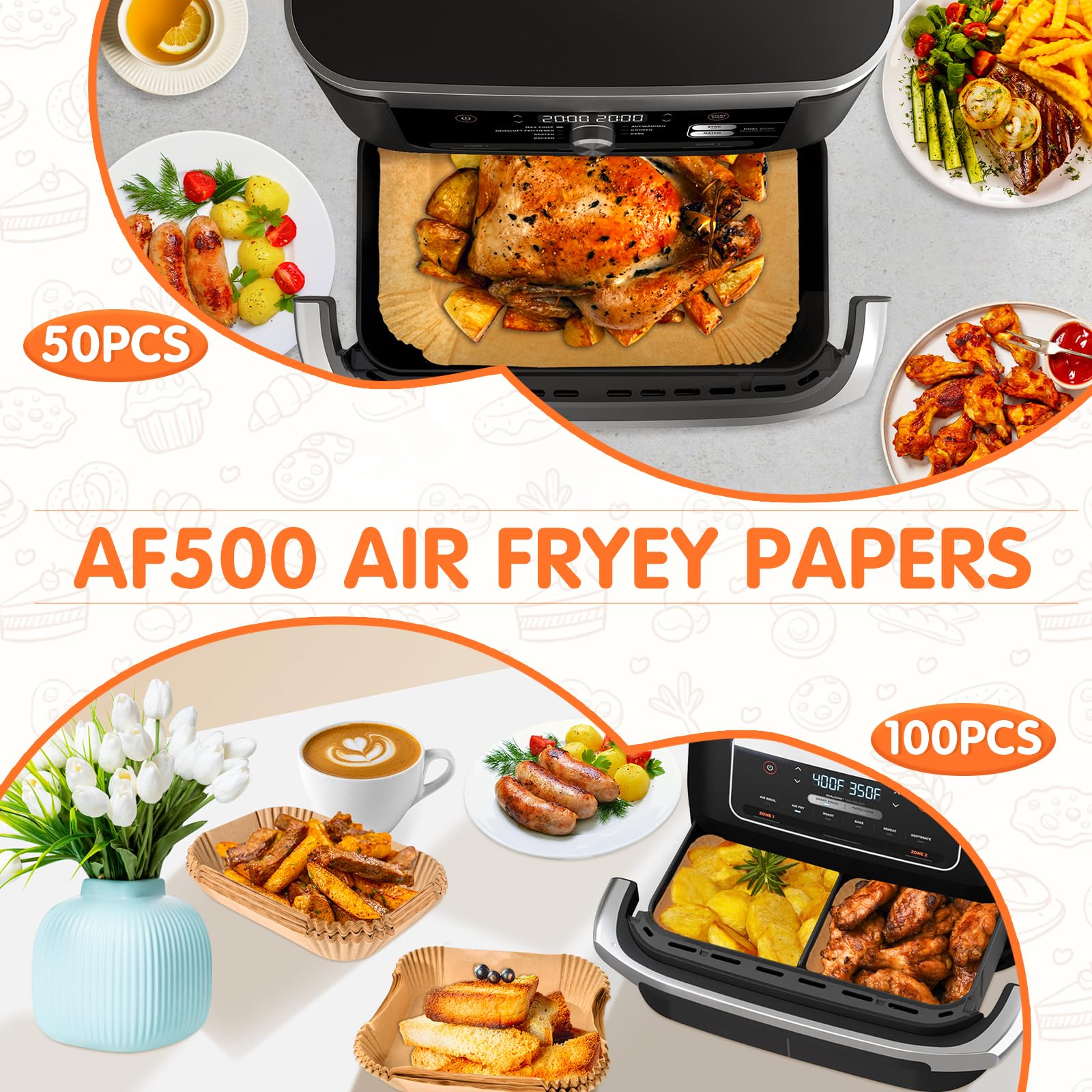 Avilia – Carta Forno Per Friggitrice Ad Aria 4,5 Cm Di Altezza, 100% Biodegradabile E Impermeabile - Foto 2