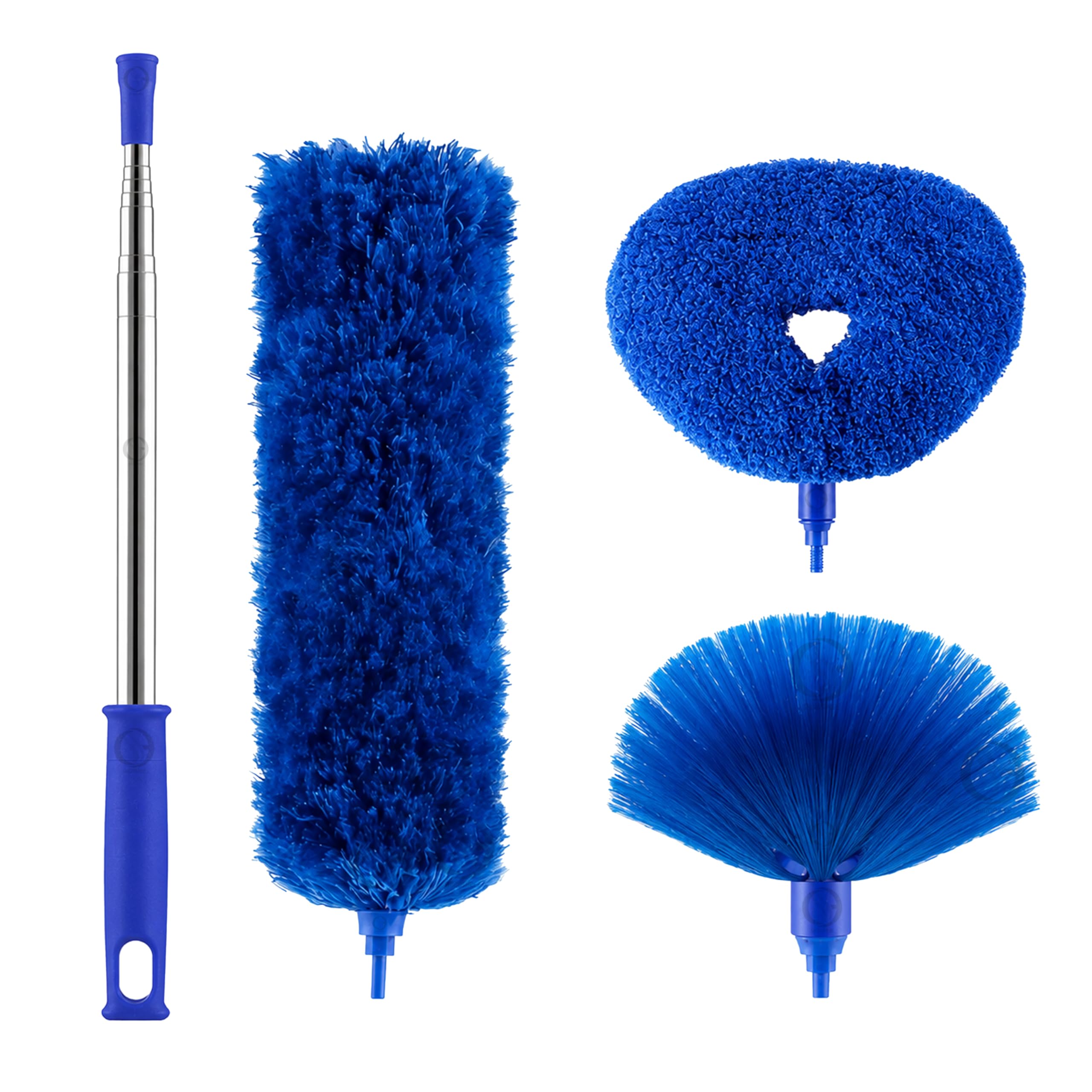 100-Inch Extendable Microfiber Feather Duster with Stainless Steel Pole – Bendable & Washable Cleaning Tool for High Ceiling Fans, Blinds, and Furniture (BLUE-FD-3IN1)-image-17