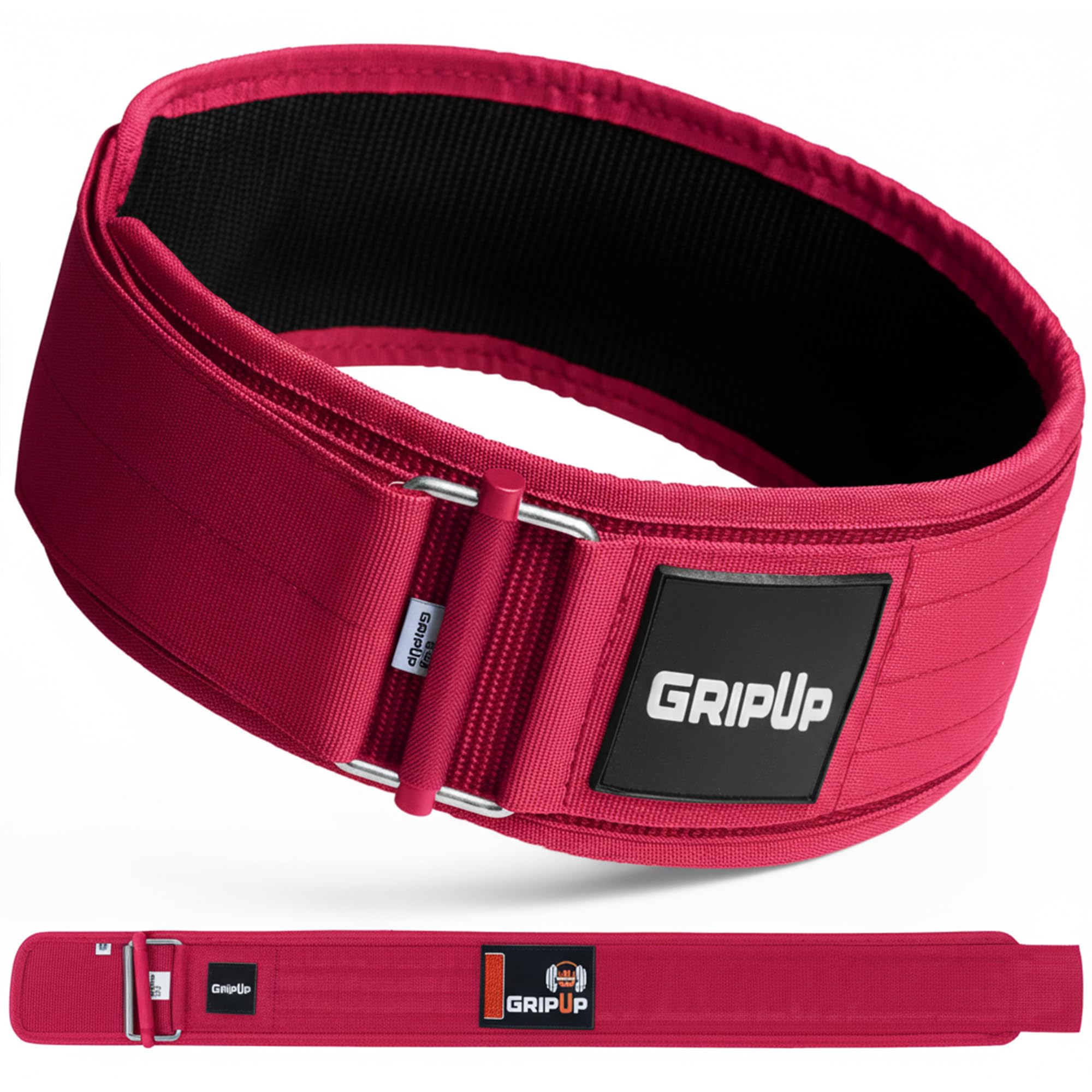 GripUp Weight lifting Belt AUTO LOCK 4” Premium Gym Belt Adjustable Buckle Olympic Cross Training Back Support Men & Women Fitness Powerlifting Bodybuilding Weightlifting Deadlift (Pink, XS)
