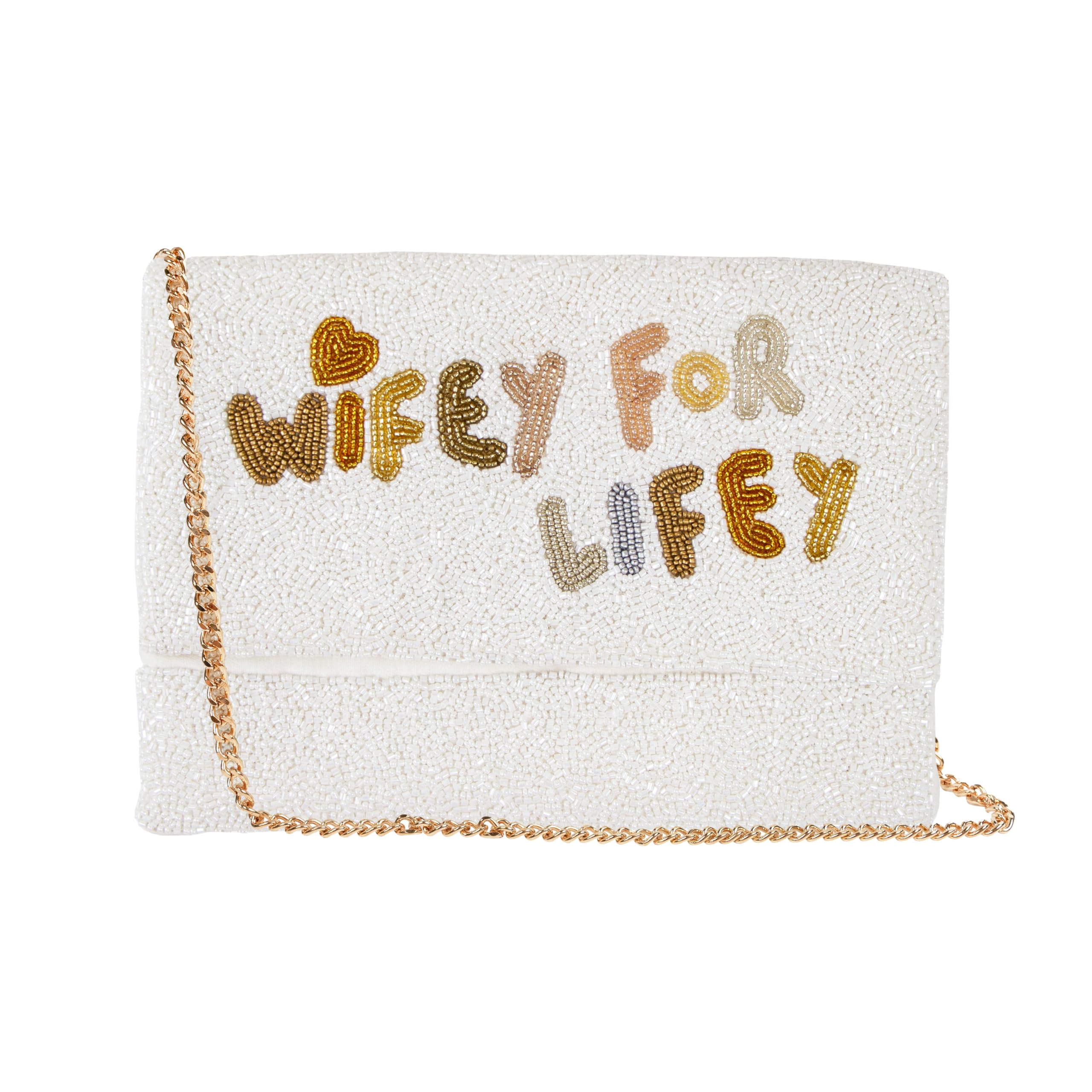 Wifey for Life, pochette per moglie, pochette da sposa, borsetta con perline a mano, regali per fidanzamento, addio al nubilato, addio al nubilato, feste di matrimonio