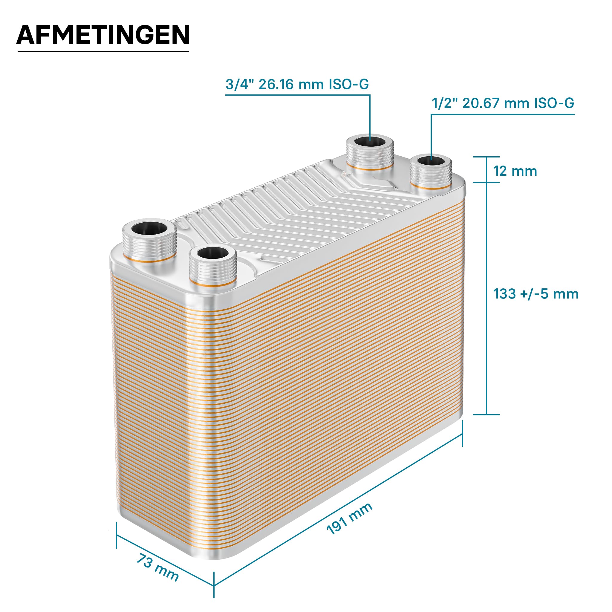 Platenwarmtewisselaar Warmtewisselaar B12 60 316 roestvrij staal