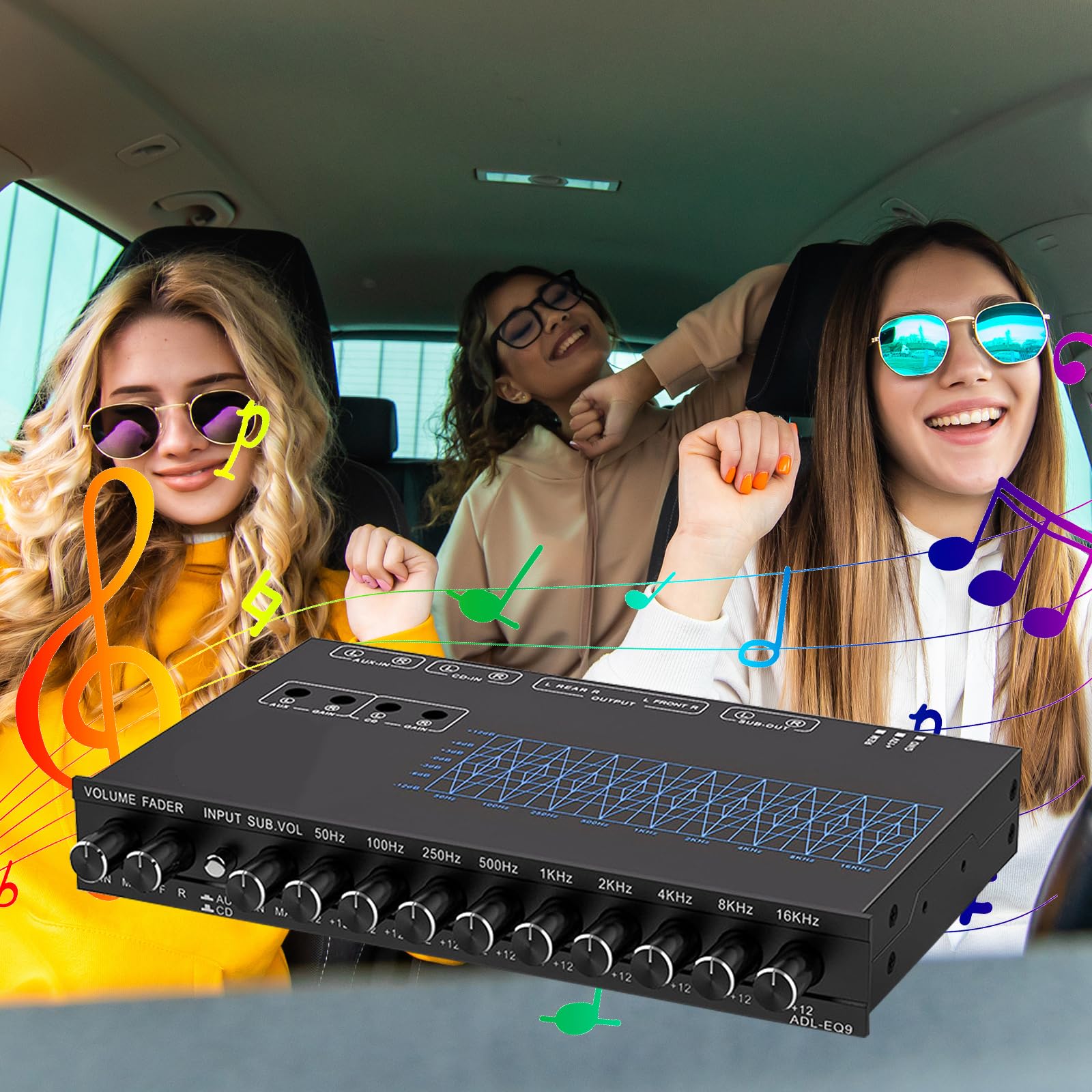 Aisny ADL-EQ9 Equalizzatore Audio HiFi 9 Bande Preamplificatore Stereo Professionale