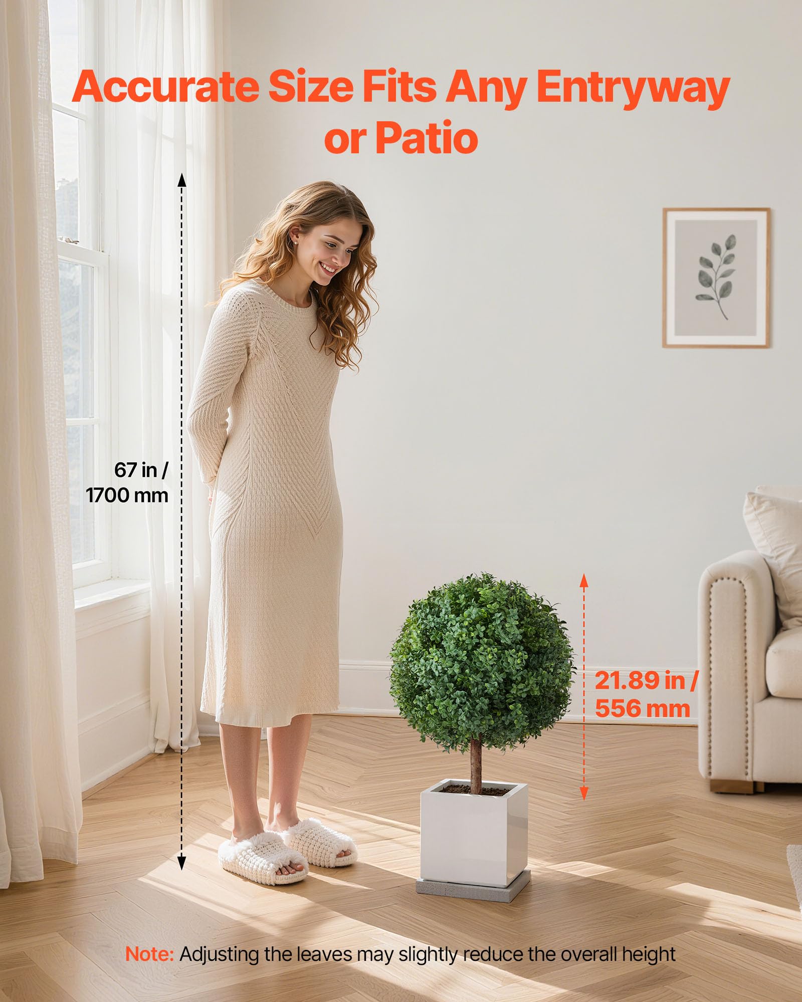 VEVOR Alberi di Bosso Artificiali con Picchetto da Terra Set di 2 pz da 686 mm di Arbusti e Cespugli Finti, Aspetto Reale per Decorazioni Portici Anteriori Esterni, Interni, Patio, Giardino