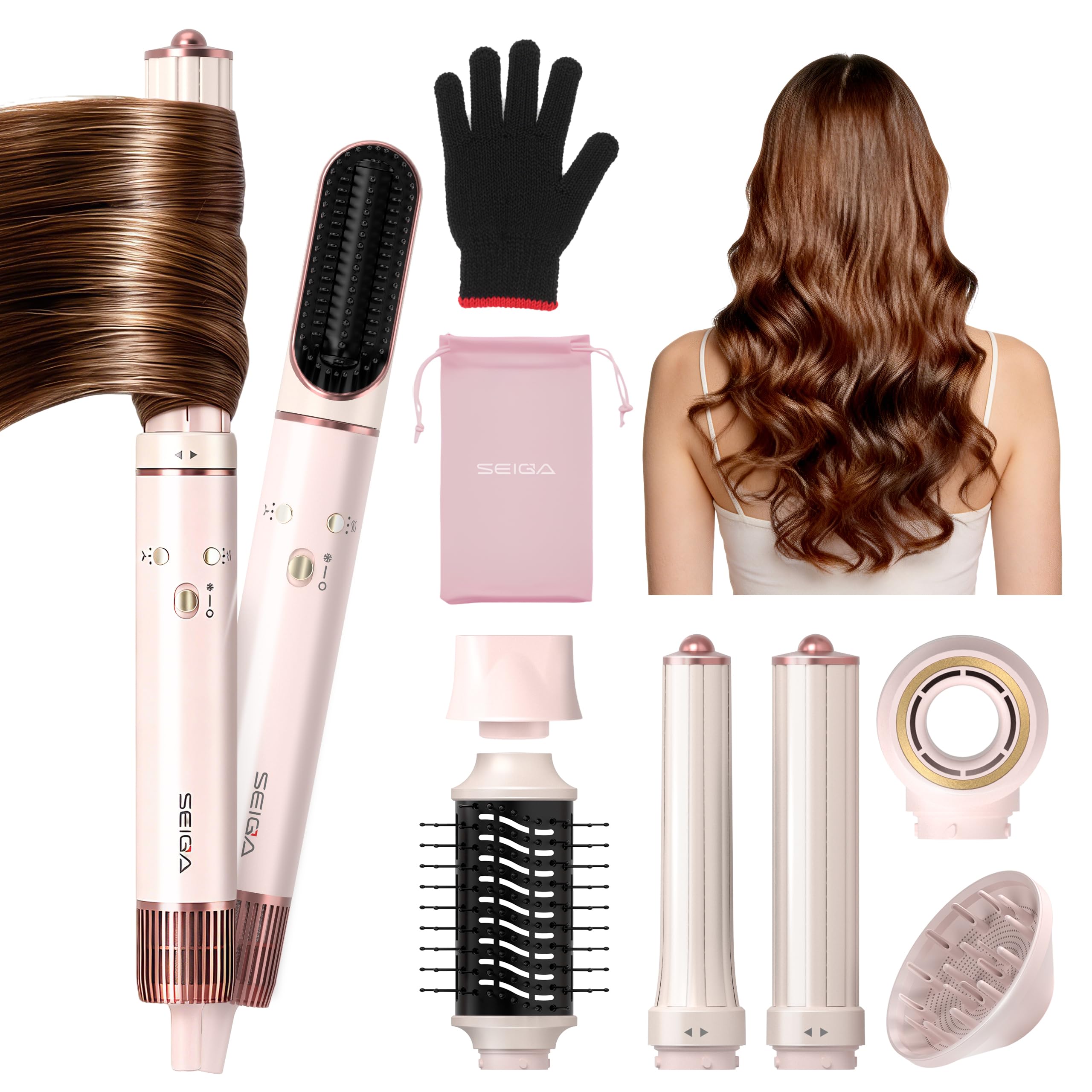 SEIGA 7-in-1 Hot Air Styler Hair Dryer with 200 Million Ionic Care