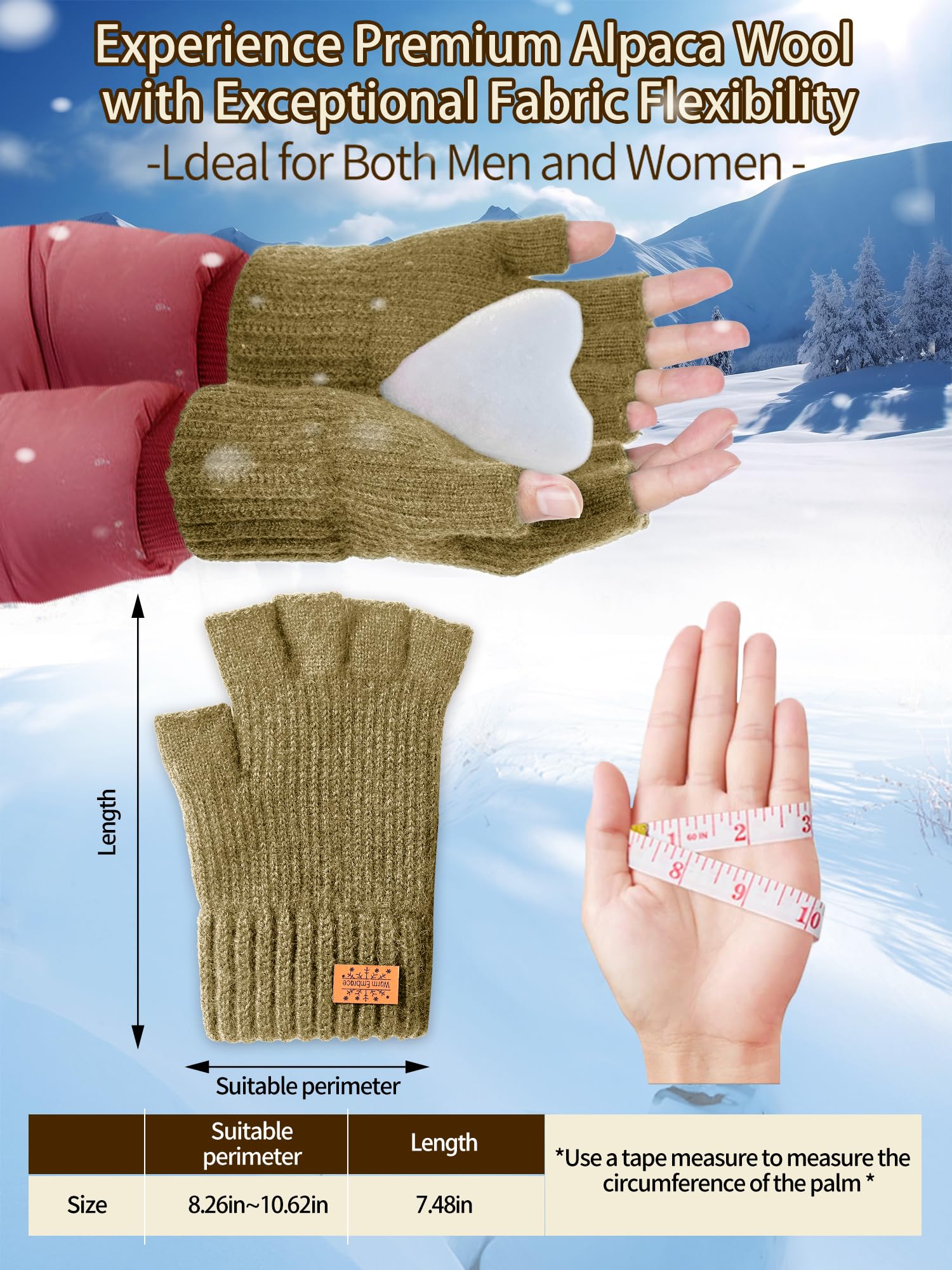 JYUYNY Guanti senza dita - Guanti Mezze Dita Invernali,Guanti Termici Caldi Guanti Senza Dita Fingerless Gloves Guanti in Maglia Unisex per Uomini e Donne