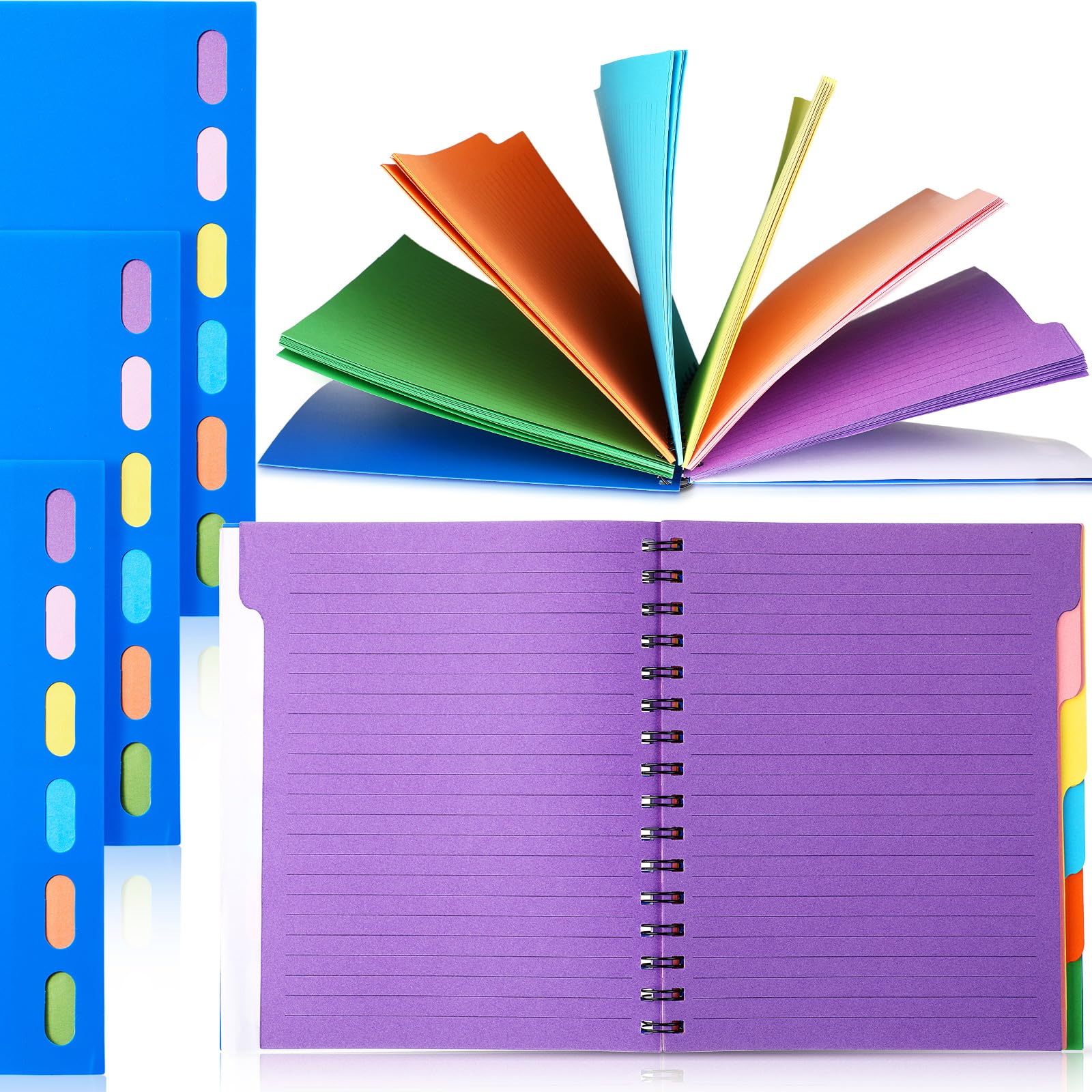 Fainne 3 Pcs 6 Subject A5 Spiral Notebook College Ruled with Dividers Tabs, 6. 75 x 8. 25 Inches, 240 Pages Lined Spiral Notebook for Studying Work