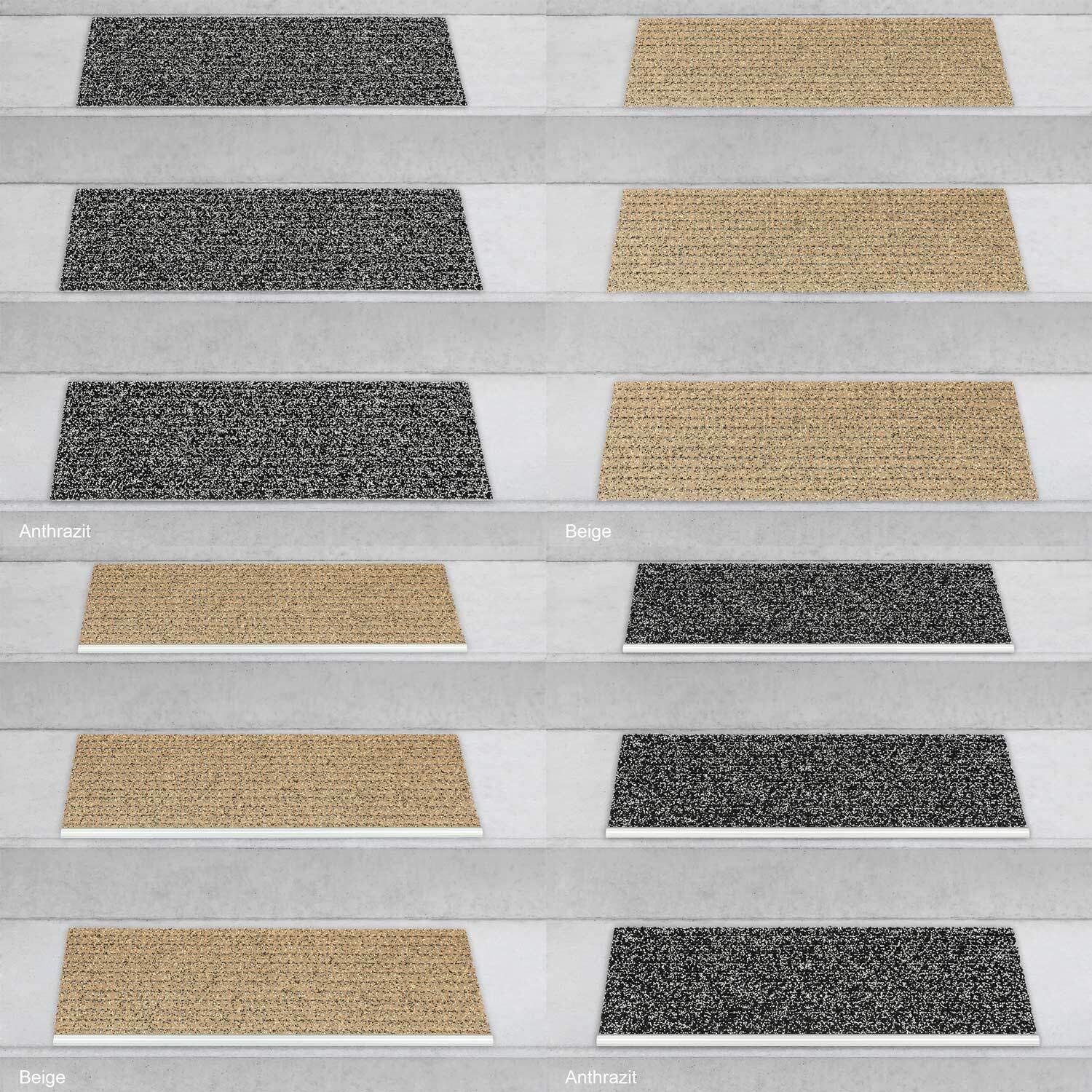 Kettelservice-Metzker Sicherheits-Stufenmatte mit Aluprofil, Antirutschmatte für den Außenbereich Beige 65x24cm, witterungsbeständig