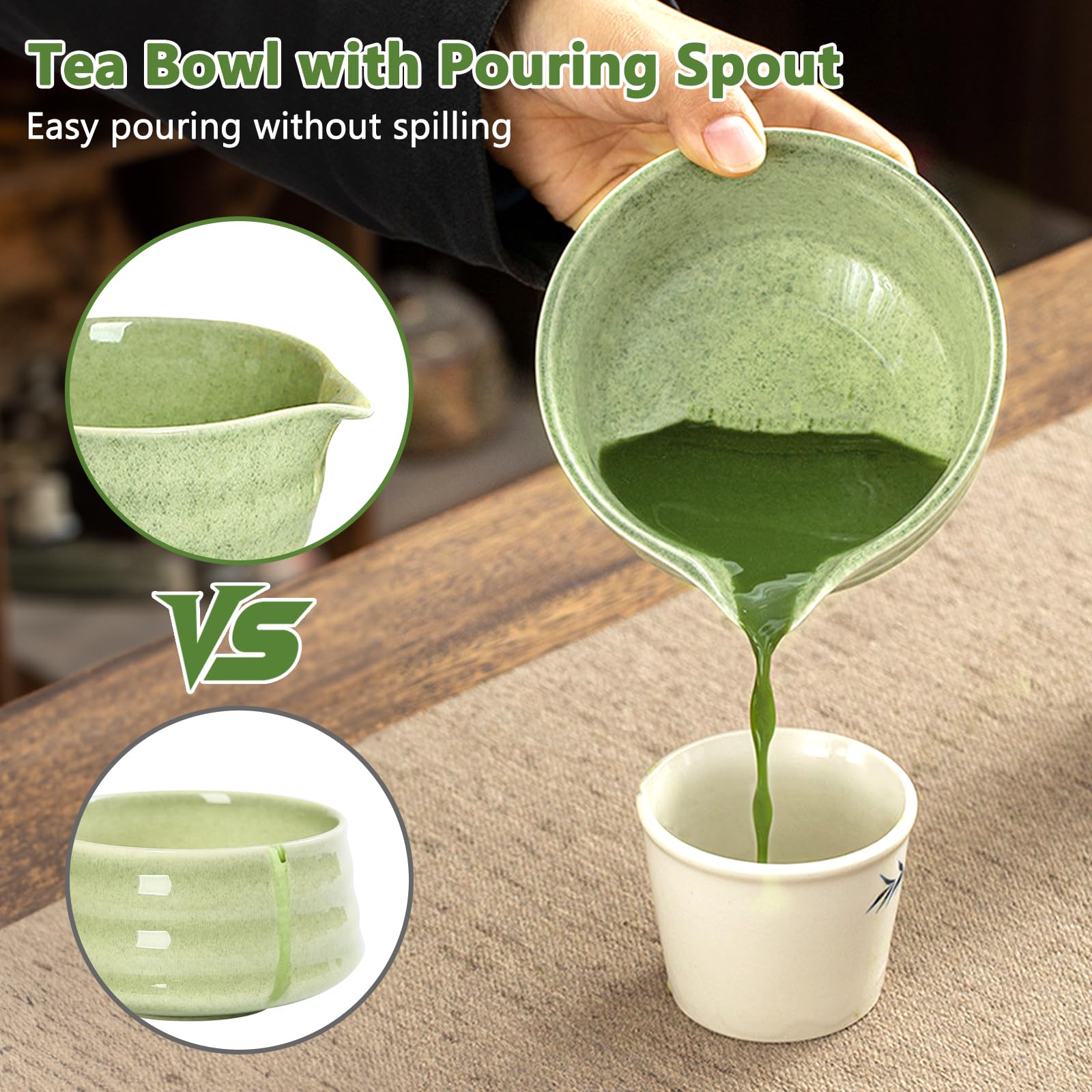 Set Di 8 Pezzi Matcha Kit, Japanese Tea Set, Matcha Whisk Set, Matcha Bowl Con Beccuccio, Portafrusta, Con Matcha Cucchiaino (Chashaku), Kit Matcha per Regalo Del Compleanno E Natale