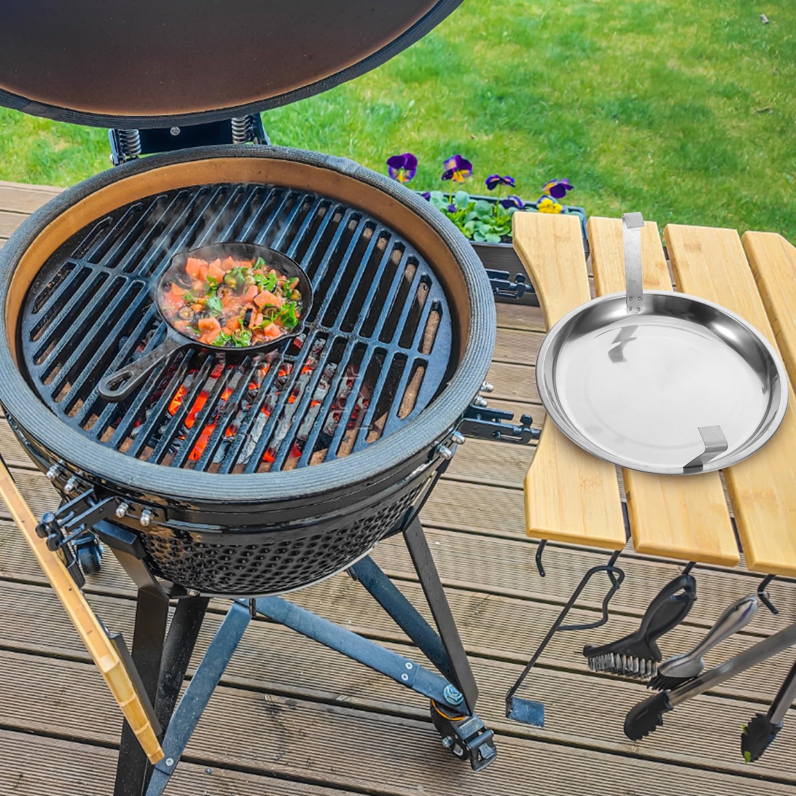 Edelstahl Grillpfanne mit Effizienter Kohlelöschung für Gewerbliche Nutzung