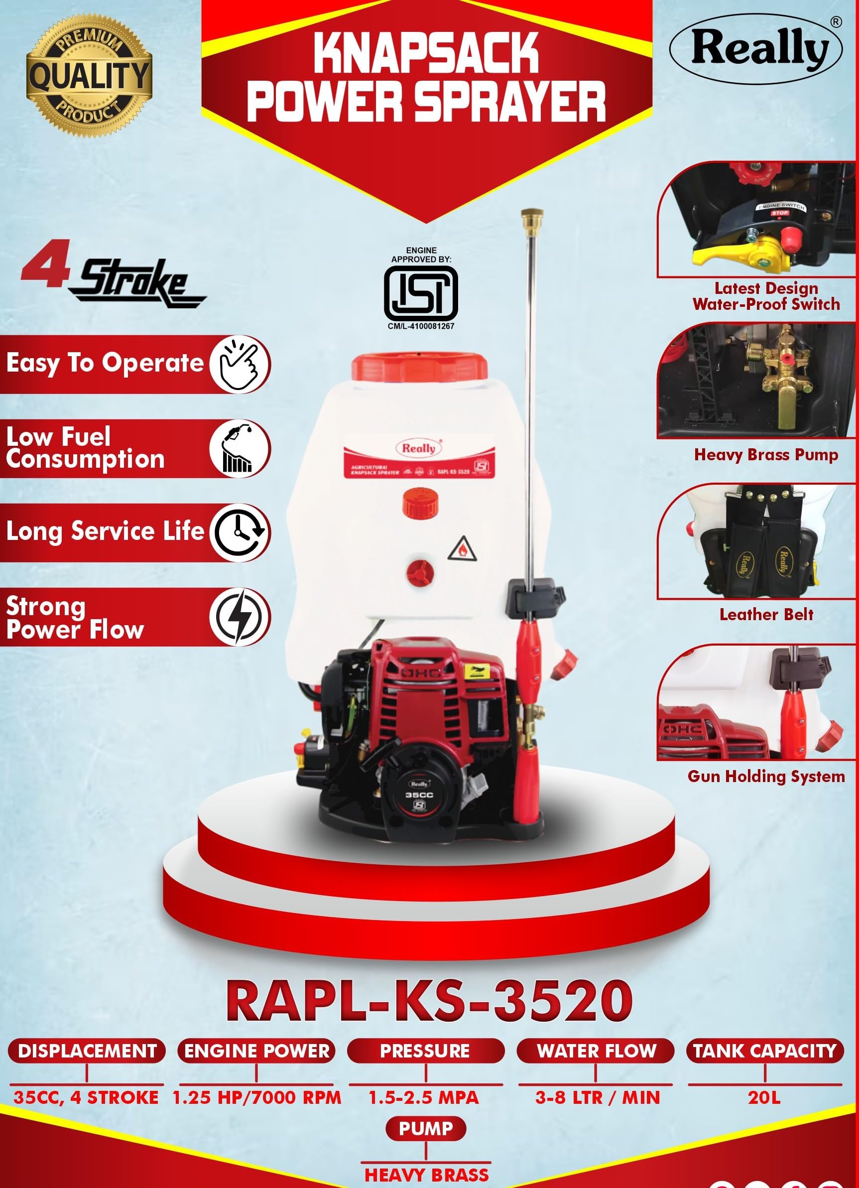 Really Rapl-ks-3520 Knapsack Power Sprayer 35cc 4 Stroke Engine Approved ISI Marked 20 L (B0CRPZNBG6) Amazon Price History, Amazon Price Tracker
