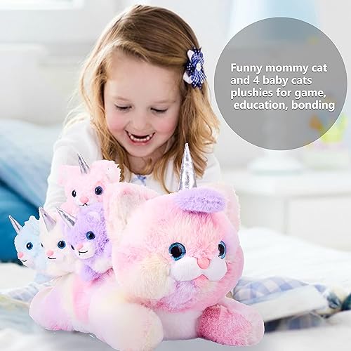 Miniatura 7 de EARTHSOUND Juguete de peluche para mamá y bebé de 16 pulgadas lindo juguete suave para mamá con pequeños bebés regalo familiar para niños niñas