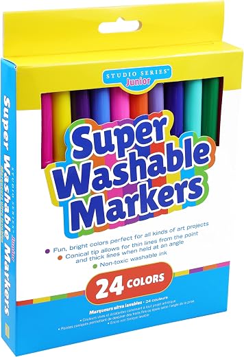 Super Washable Markers (set of 24 easy to clean colors)