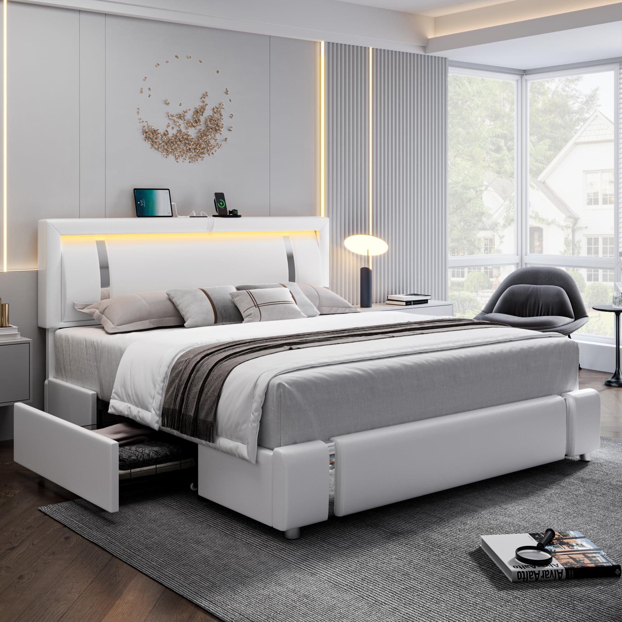 Keyluv Queen LED Bed Frame
