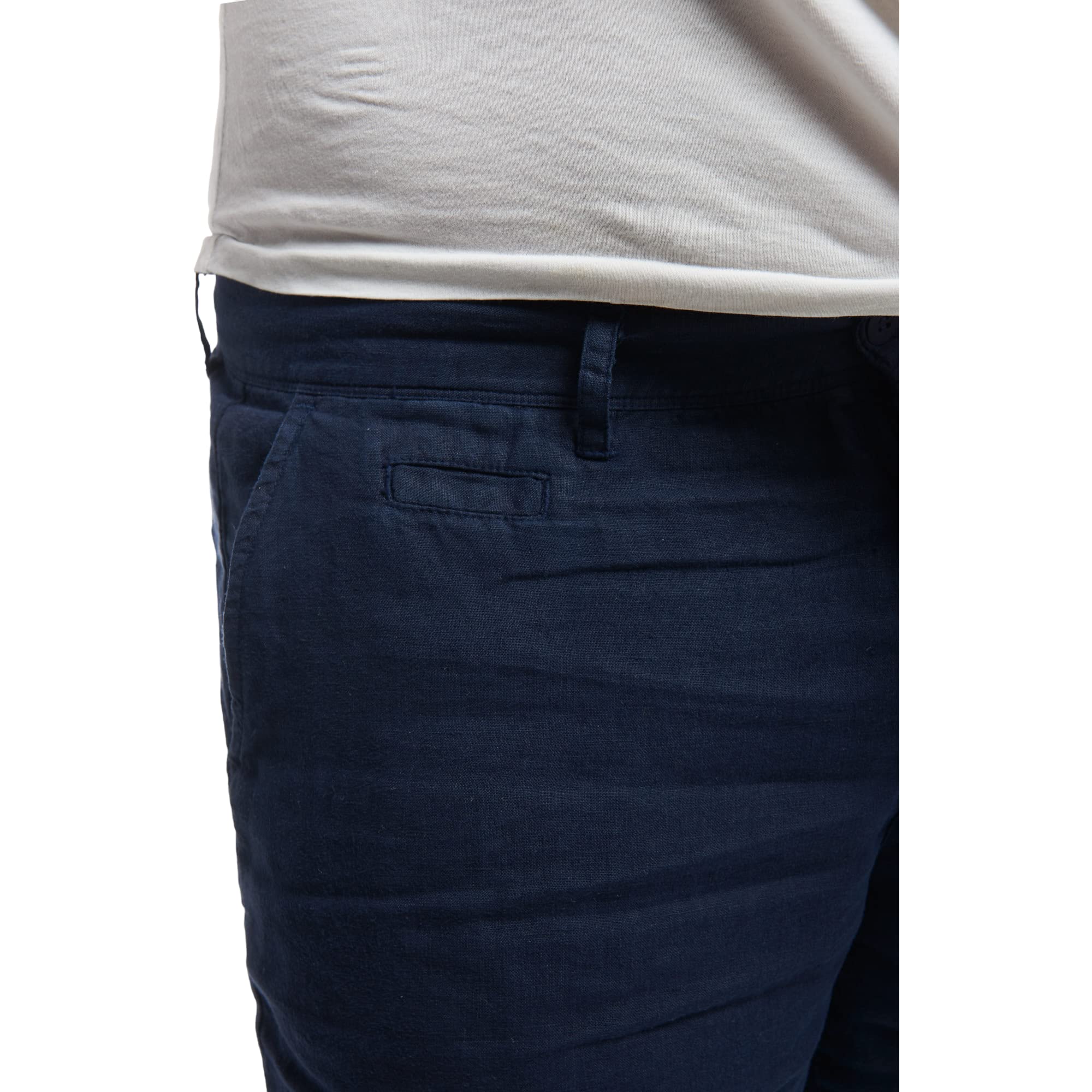 Bermuda Pantalone Corto da Uomo in Puro Lino, Tinta Unita al Filo, Elegante, dalla S alla 3XL, in 5 colorazioni, Bianco, Blu, Verde, Beige e Rosso