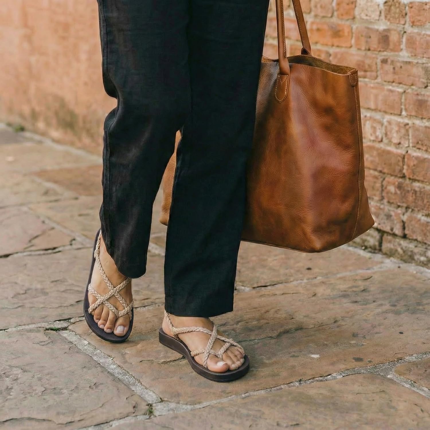 Plaka Lagoon Arch Support Sandals for Women - Comfort Collection, Strappy Braided & Water-Resistant Design - Ideal for Walking, Beach & Summer Use - High-Quality Patented Sole