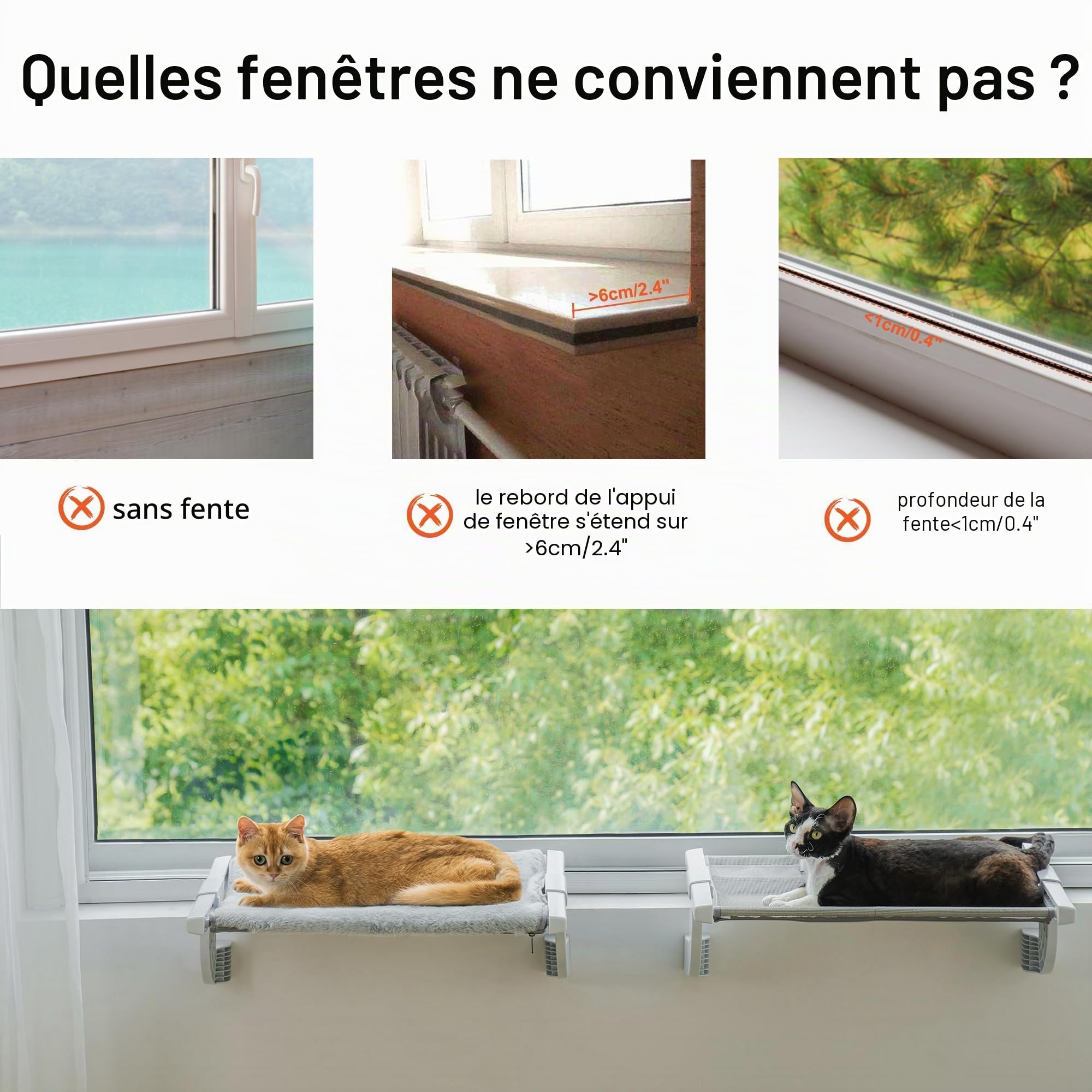 MEWOOFUN Hamac chauffant pour chat - Lit pour chat - Hamac réglable avec coussin double face - Lit stable jusqu'à 18 kg - Gris