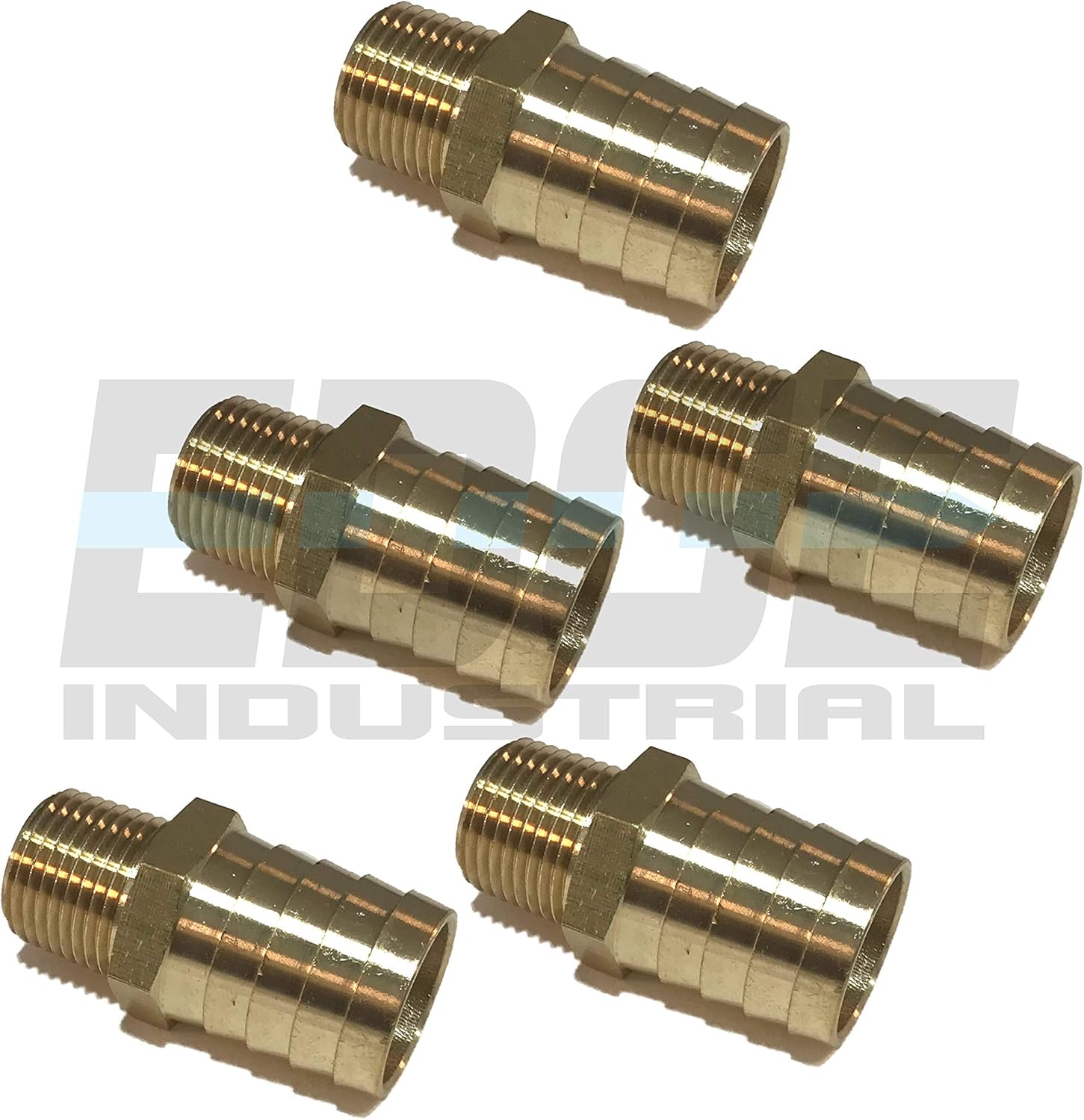 3/4 Hose ID to 3/8 Male NPT MNPT Straight Brass Fitting Fuel / AIR / Water / Oil / Gas / WOG (Qty 5)