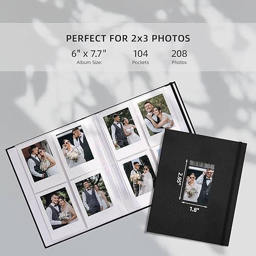 Miniatura 2 de Vienrose Mini álbum de fotos Polaroid 208 fotos de 2 x 3 pulgadas para Fujifilm Instax Mini 7s 8 9 11 25 26 40 50s 90 Evo Z2300 cámara instantánea,