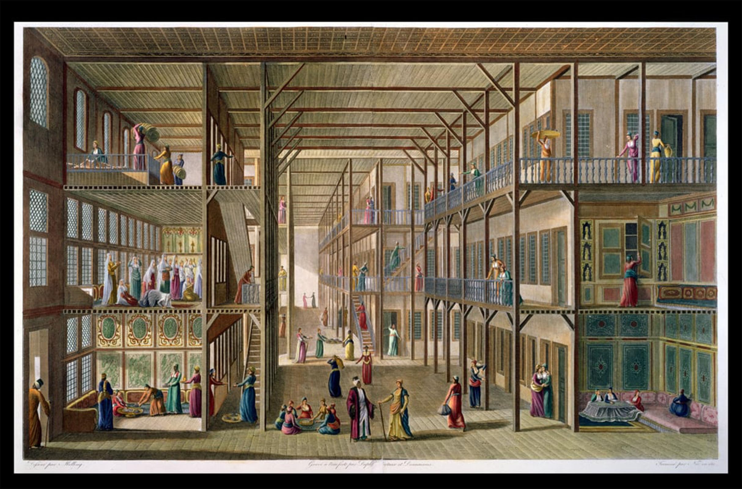 Toile Intérieur du Harem de Constantinople Melling impression d'art portrait premium