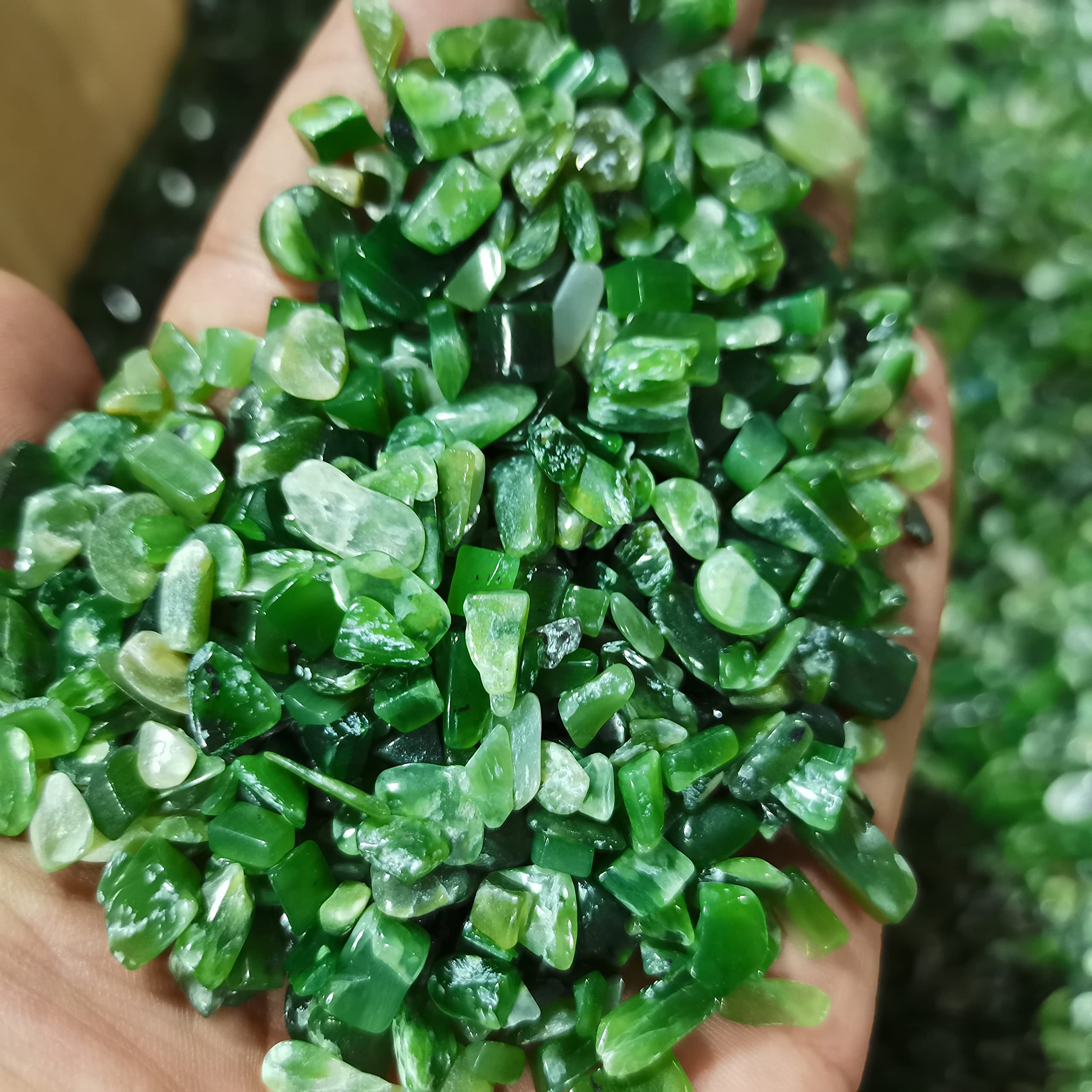Joyería de piedra decoración del hogar 0.315-0.394 in natural verde jaspe grava cristales colección piedras brujería peceras y acuarios decoración piedras joyería de piedra decoración de la habitación