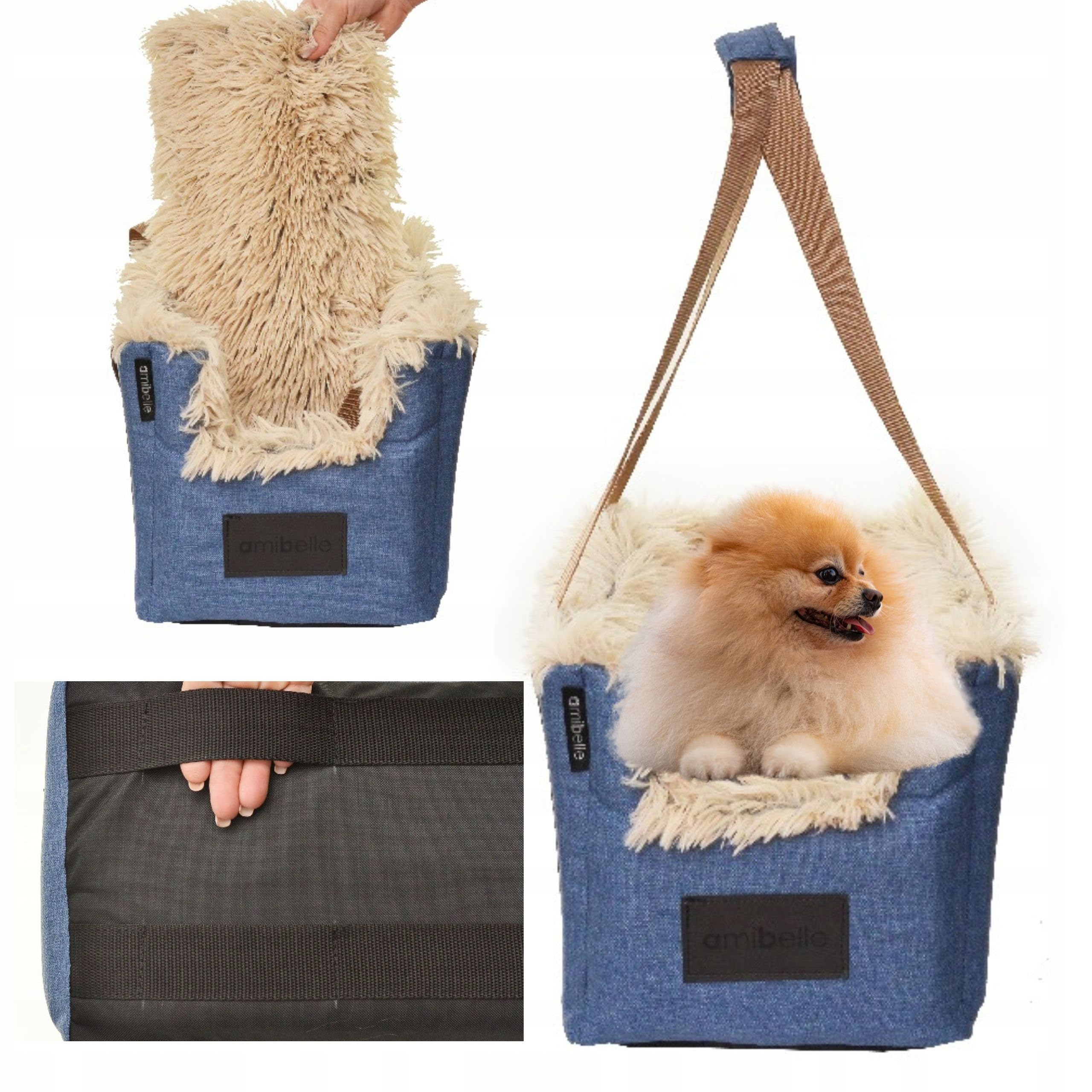 Hunde Autositz 27x44 cm Jeans - 3in1 Tasche Bett für Hund Katze