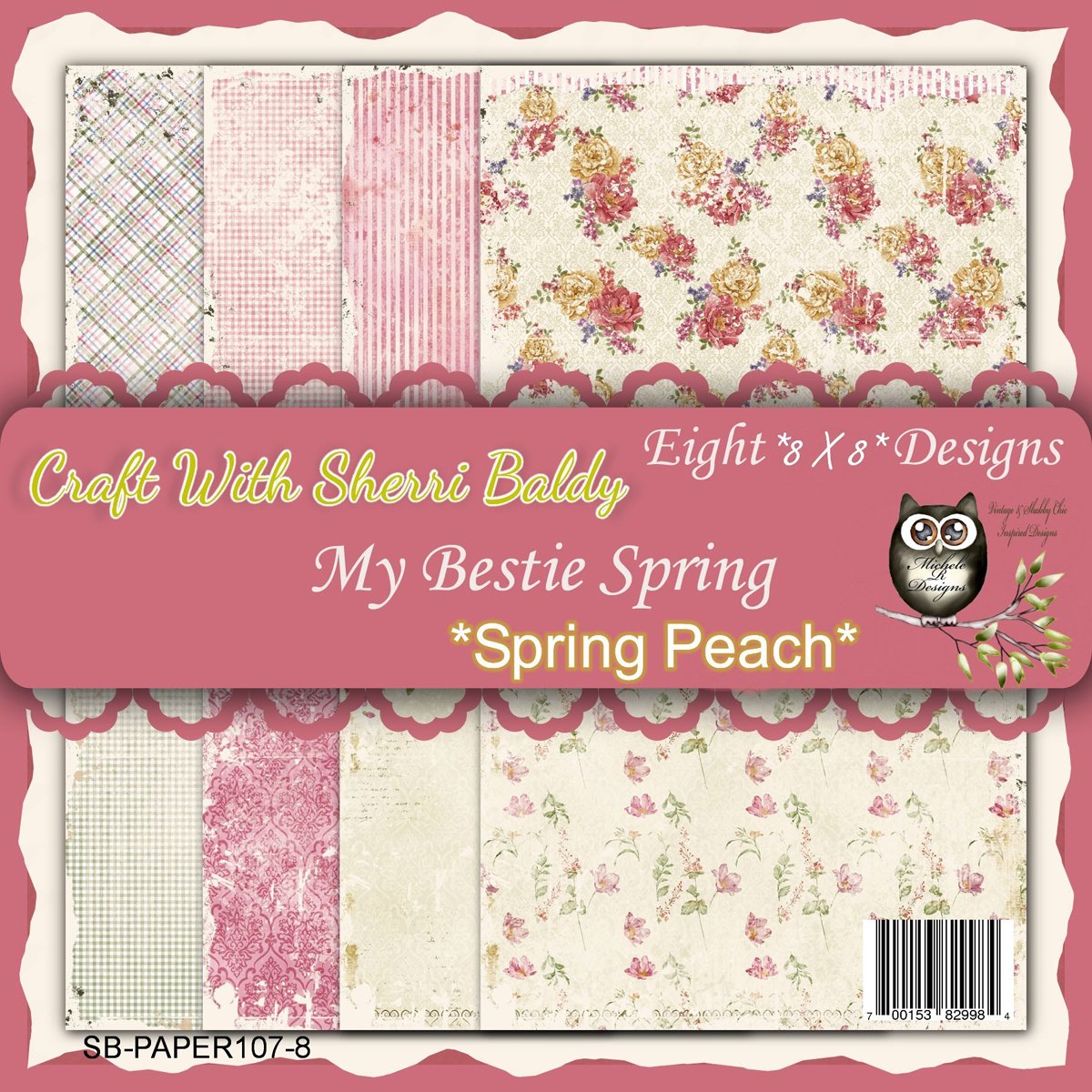 My-Besties Single Sided Paper, 8 x 8, Spring Peach