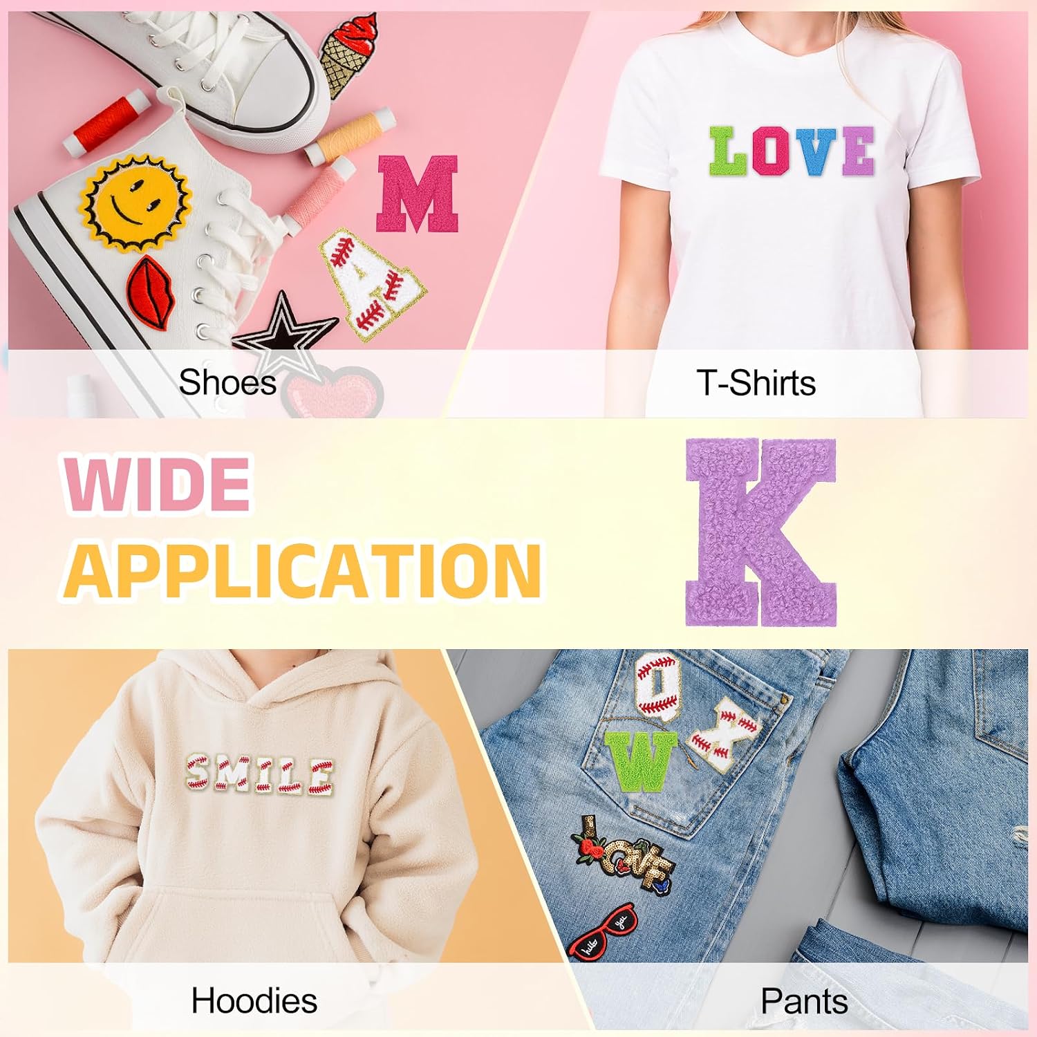 MECCANIXITY 2Pcs Letter Iron-on Patches Chenille Letter-K Patches Cute image 5