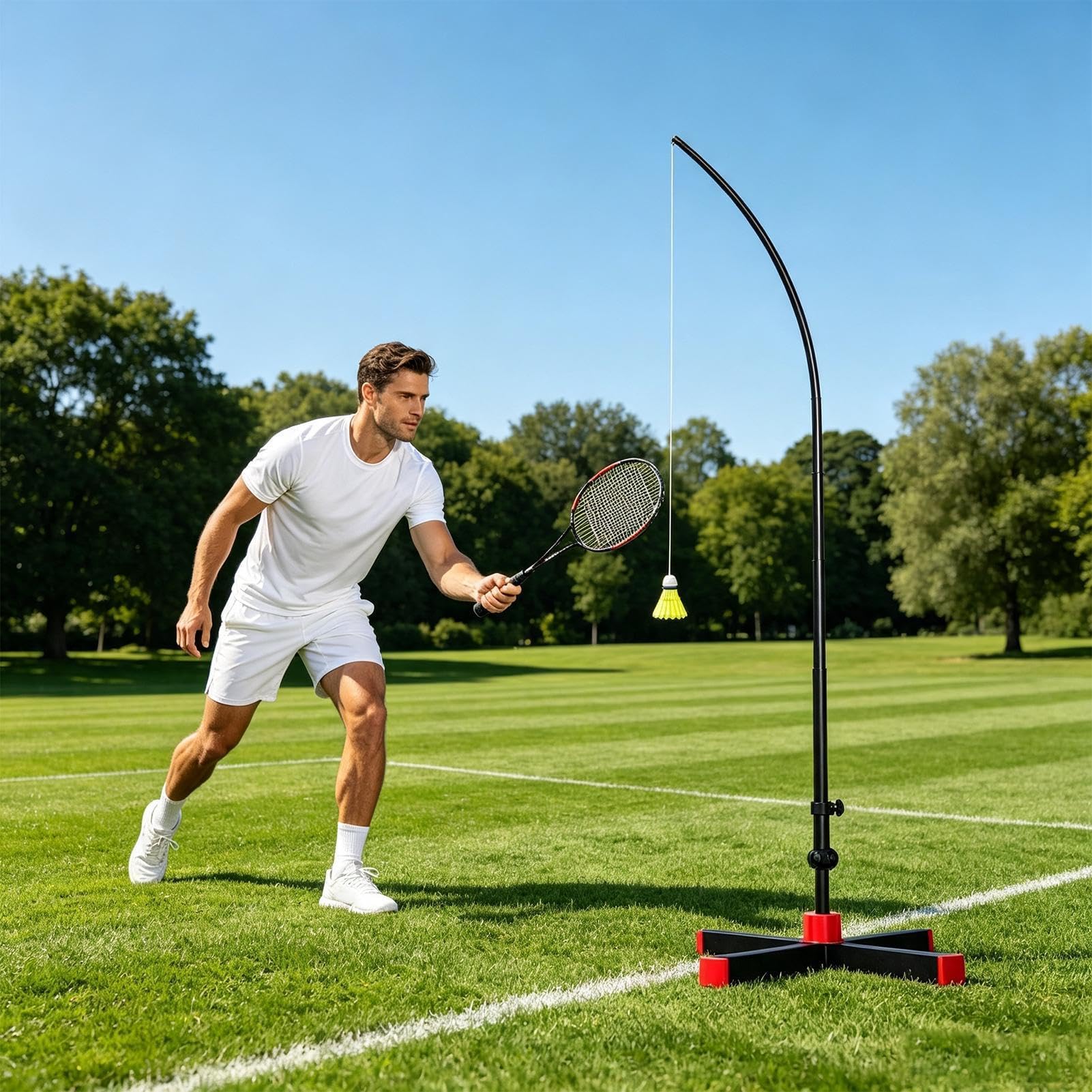 Allenatore Da Badminton Portatile Pieghevole Con Rimbalzo Automatico | Set Badminton Pratica Singola Per Uomini Donne Adolescenti Bambini Principianti Appassionati Interno e Esterno