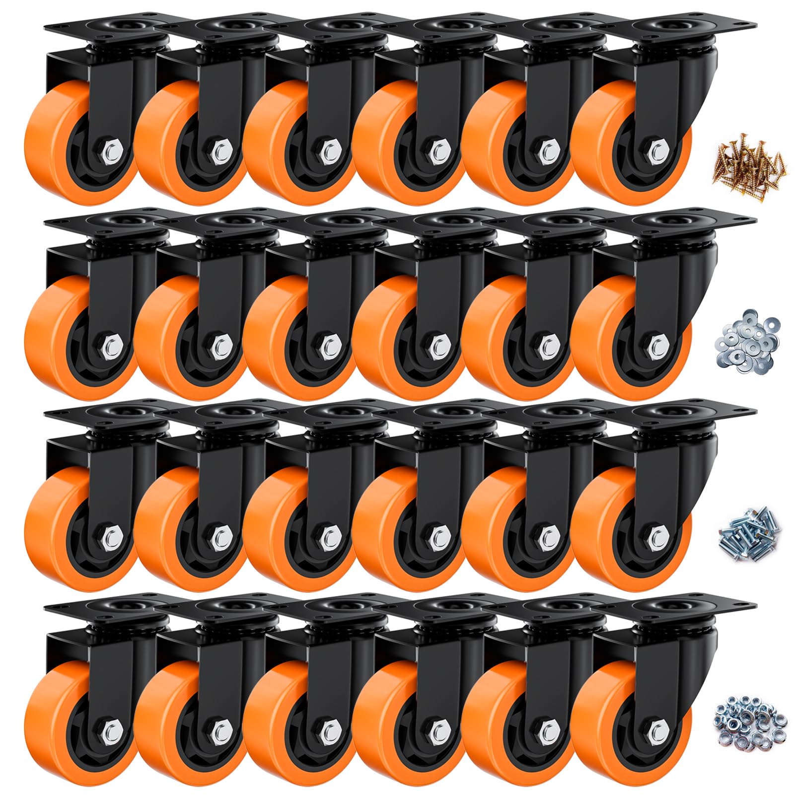 ASHGOOB 3 inch orange polyurethane caster wheels
